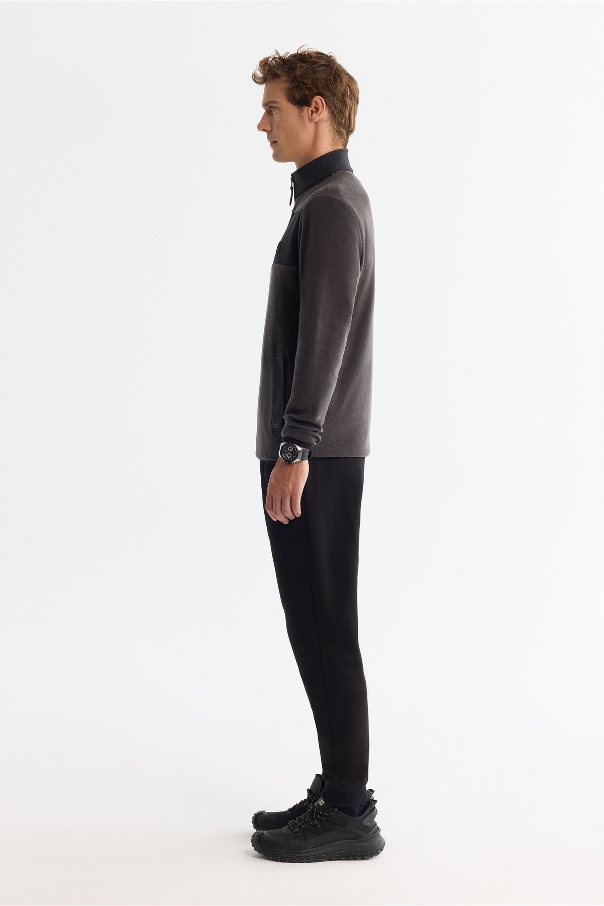Avva Erkek Antrasit Soğuğa Dayanıklı Fermuarlı Dik Yaka Polar Regular Fit Sweatshirt A42Y1380 görsel 3