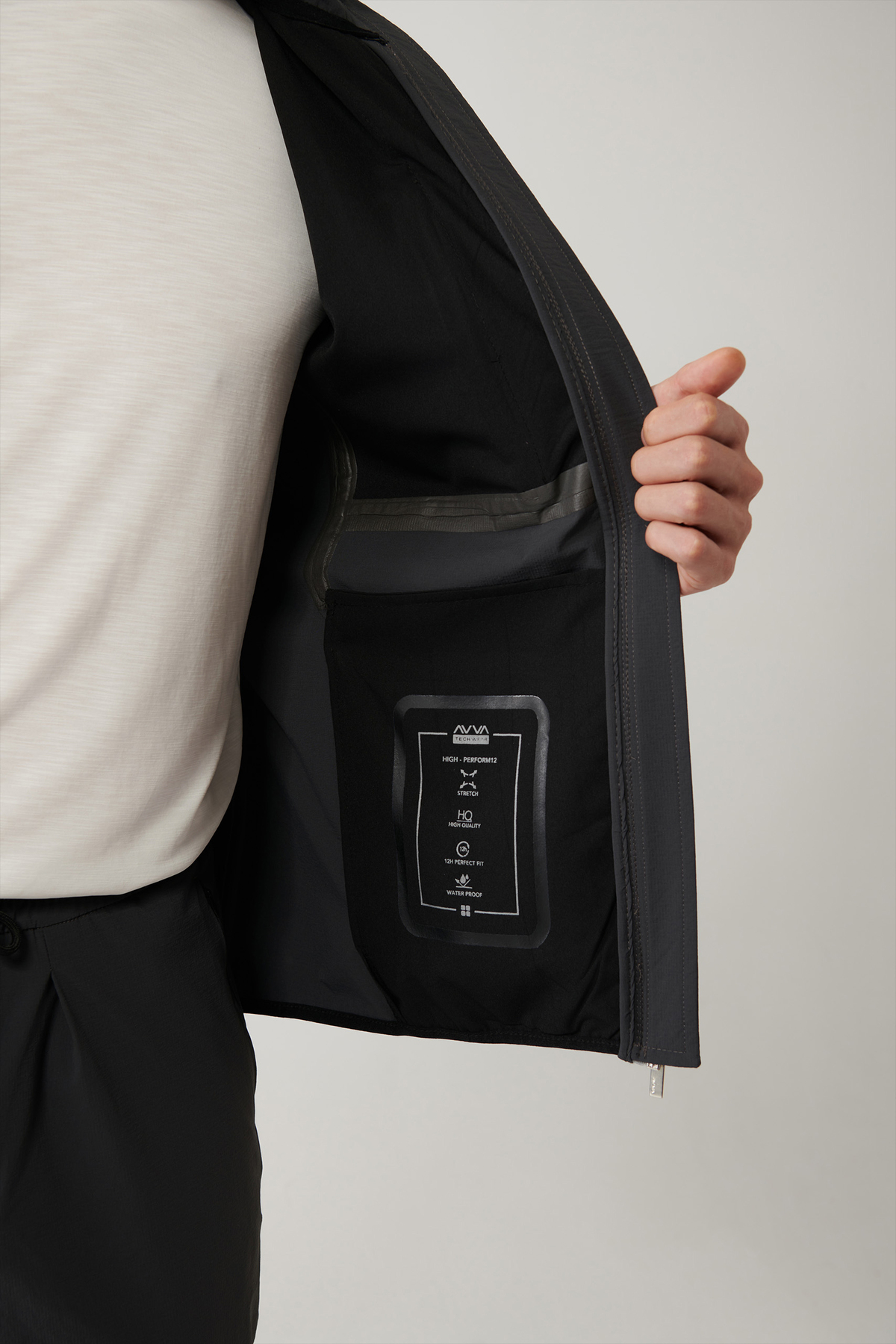 Avva Erkek Antrasit Dik Yaka Kapüşonlu Fermuarlı Su itici Bi-Stretch Comfort Fit Yelek A41Y6535 görsel 8