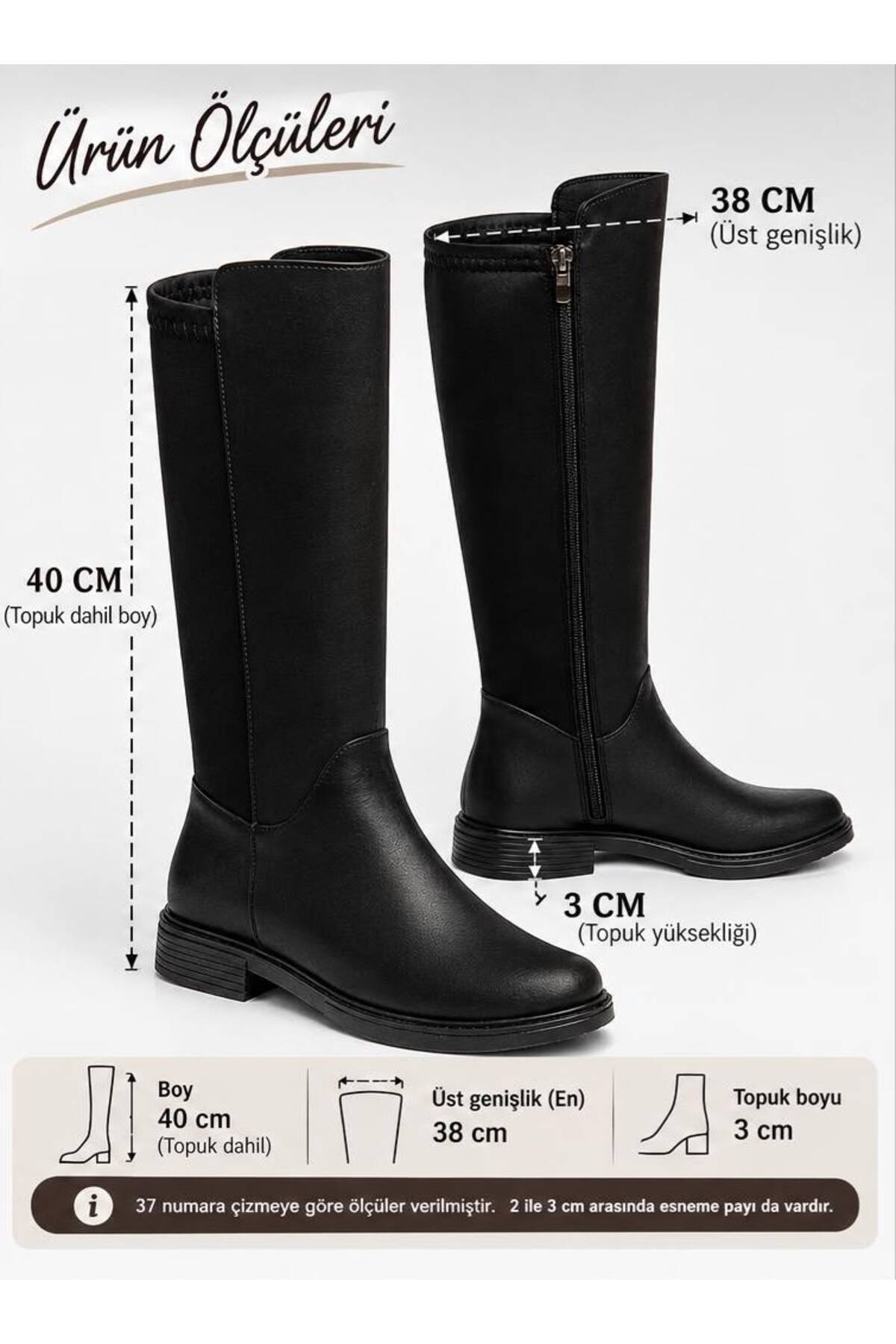 Bilalim Shoes Kumaş Dizaltı Çizme görsel 2