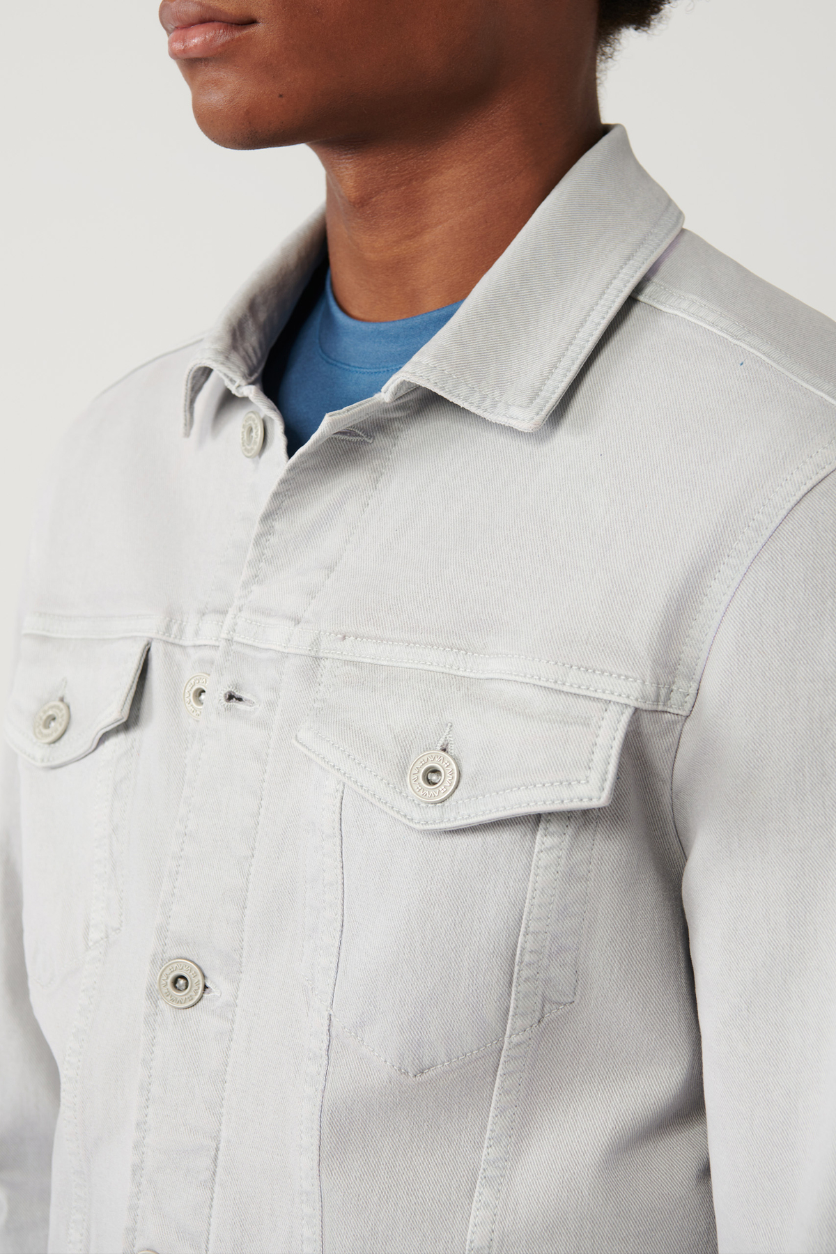 Avva Erkek Gri Klasik Yaka Garment Dyed Cepli Comfort Fit Denim Ceket A41Y6020 görsel 2