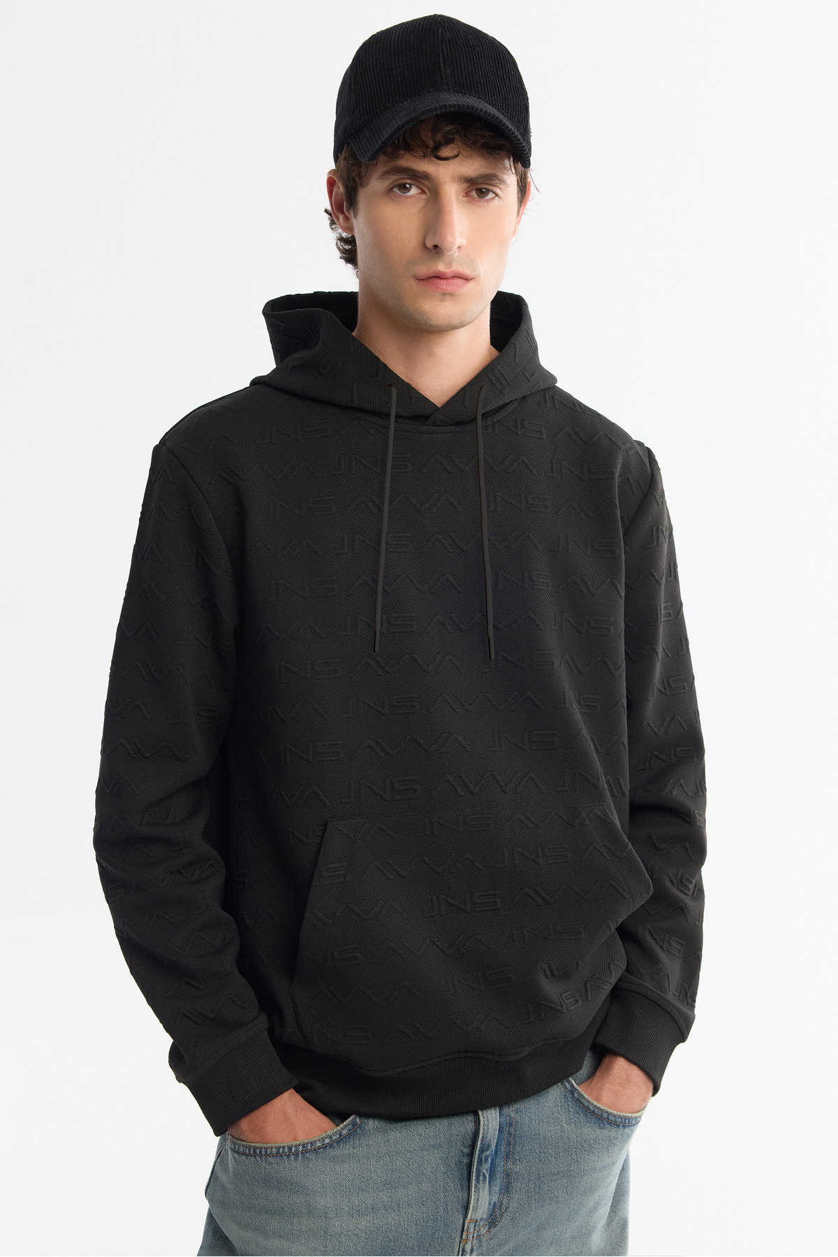 Avva Erkek Siyah Kapüşonlu Baskılı Elastan Regular Fit Sweatshirt A42Y1332 görsel 2