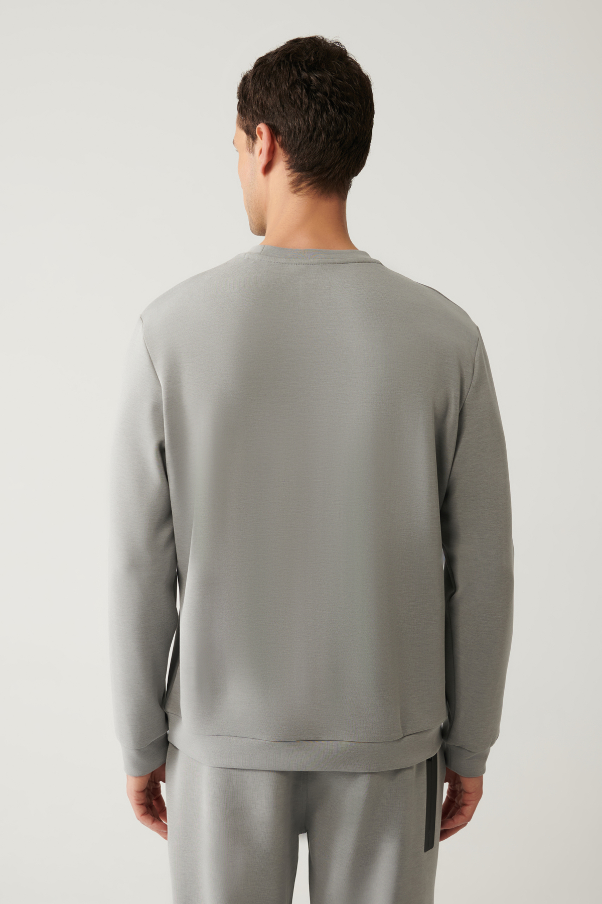 Avva Erkek Gri Bisiklet Yaka Baskılı Soft Touch Regular Fit Sweatshirt A41Y1224 görsel 4