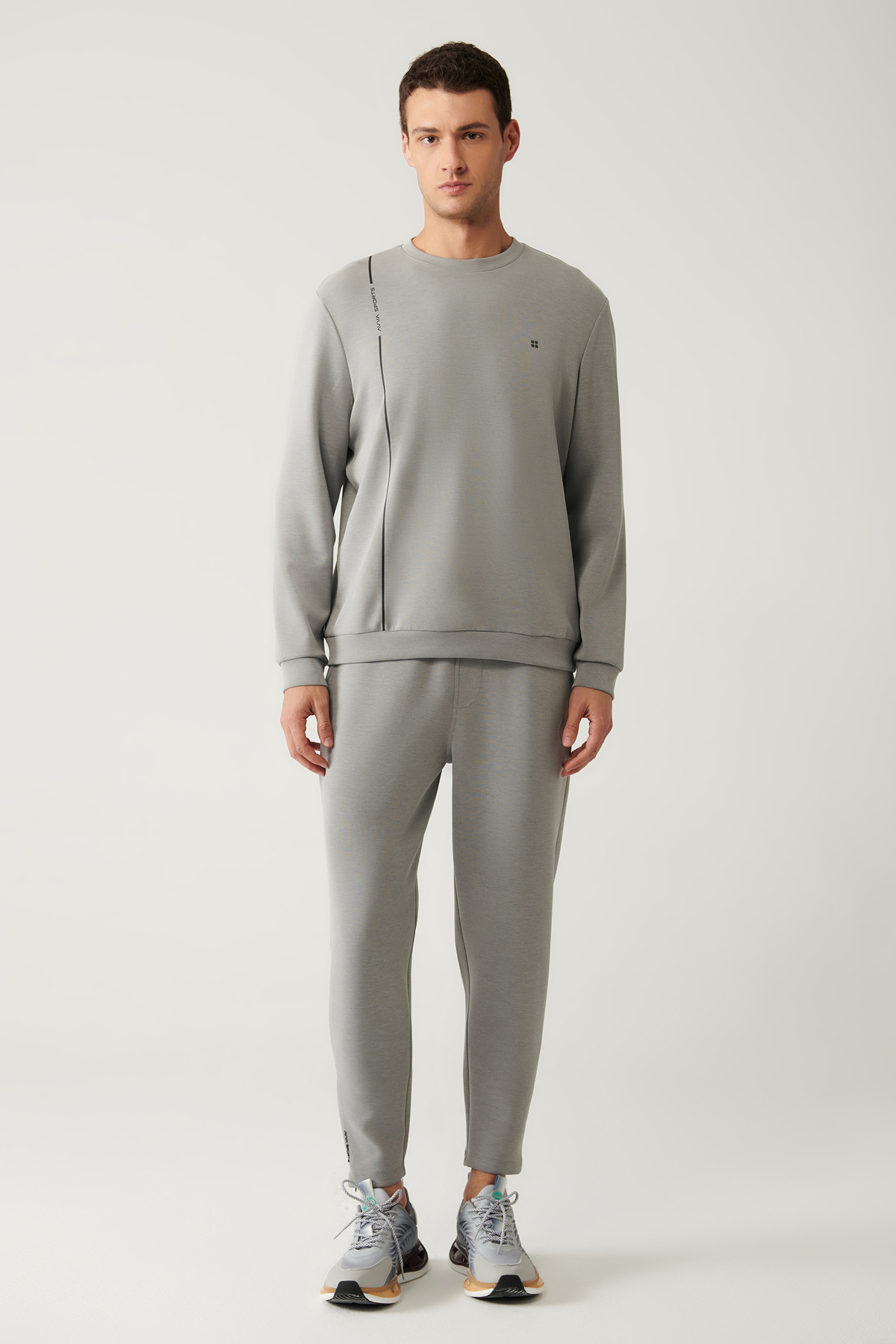 Avva Erkek Gri Bisiklet Yaka Baskılı Soft Touch Regular Fit Sweatshirt A41Y1224 görsel 6