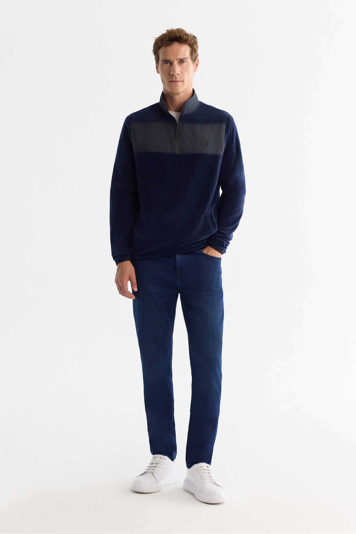 Avva Erkek Lacivert Soğuğa Dayanıklı Fermuarlı Dik Yaka Polar Regular Fit Sweatshirt A42Y1380 görsel 5