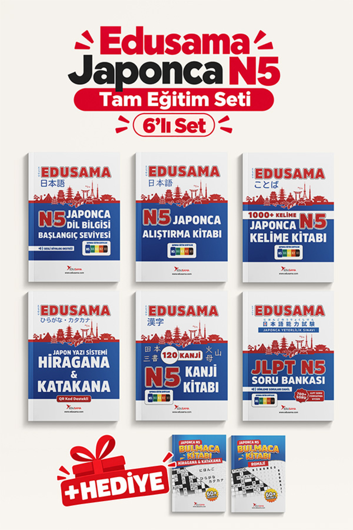 EDUSAMA Japonca N5 Tam Eğitim Seti 6'lı Set - Fiyatı