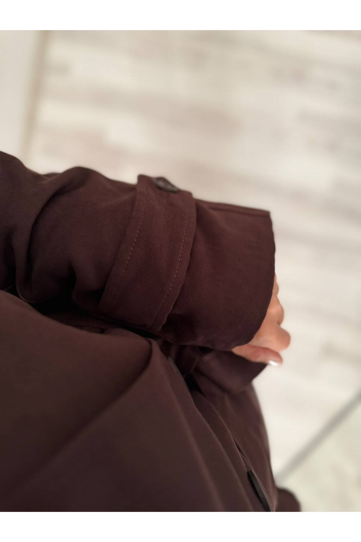 TB Butik Dik Yaka Ve Ceket Yaka Premium Süet Trençkot Ceket görsel 7