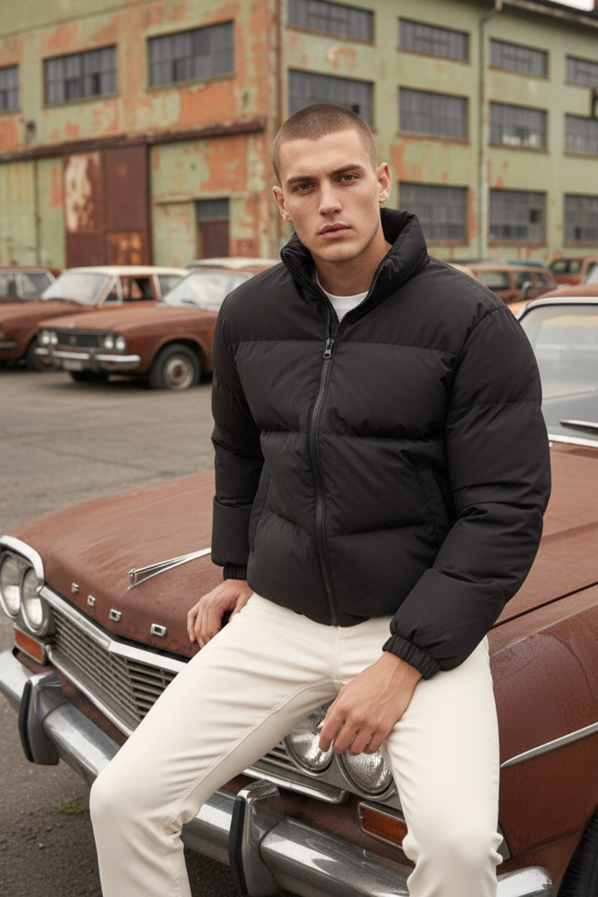 GAREN Erkek Siyah Oversize Bomber SU Geçirmez Waterproof Mont Kaban görsel 2