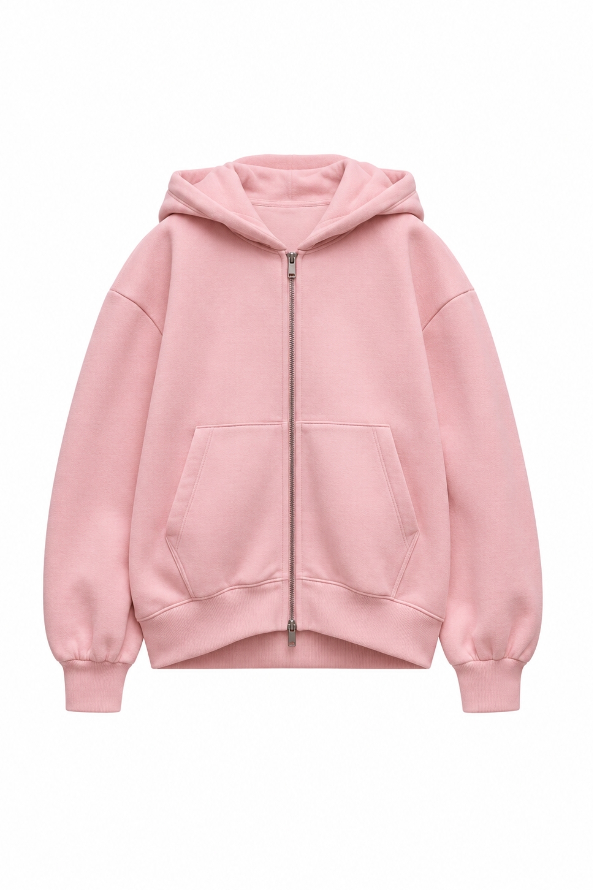 The Champ Clothing İçi Polar Oversize Kesim Kapüşonlu Fermuarlı Pembe Eşofman Takımı görsel 5