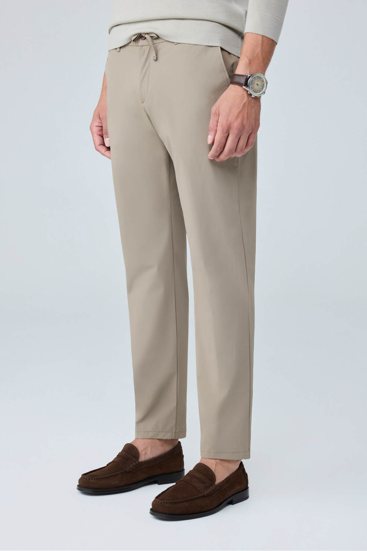 Erkek Comfort Fit Premium Poliamid Kumaş Fit Jogger Bej Pantolon - 252DNGR — بژ 0252DNGR — تصویر 6 از 9