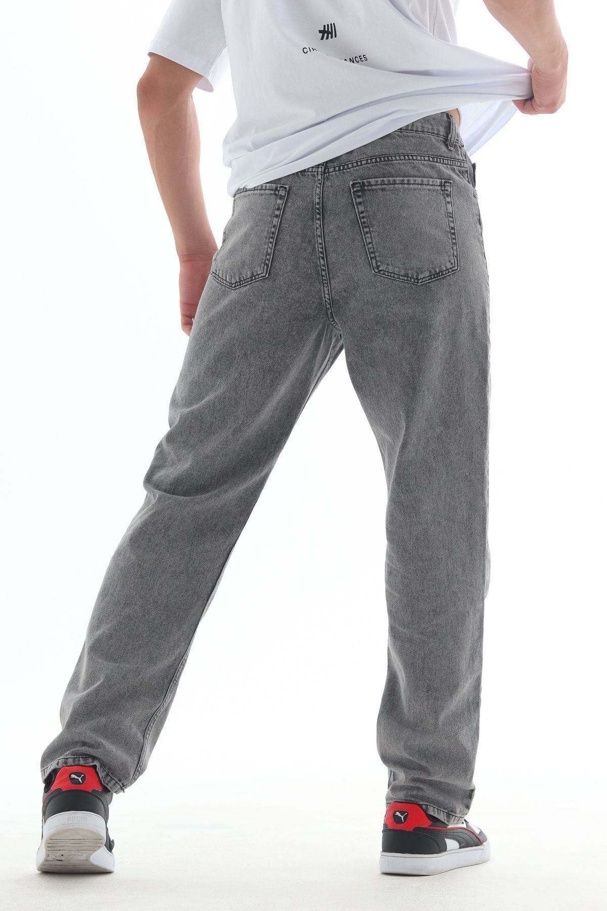 HLT JEANS Erkek Straight Baggy Fit Likrasız Rahat Kesim %100 Pamuk Loose Jean Pantolon Harry görsel 4