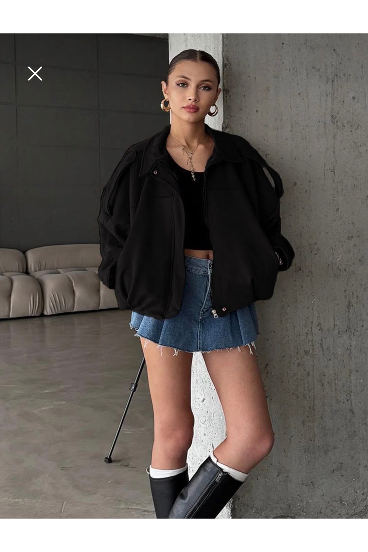 Reysamoda Kadın Oversize Sürt Bomber Ceket görsel 2