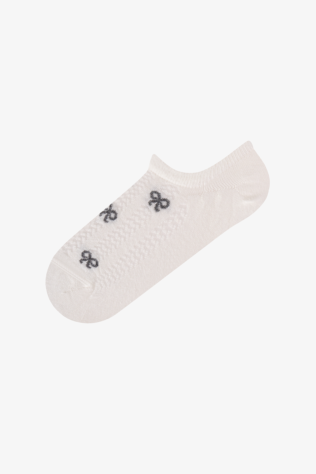 Penti Gri Bej Ribbon Jakarlı Fiyonk Desenli Pamuklu 3 Çift Sneaker Çorap görsel 4