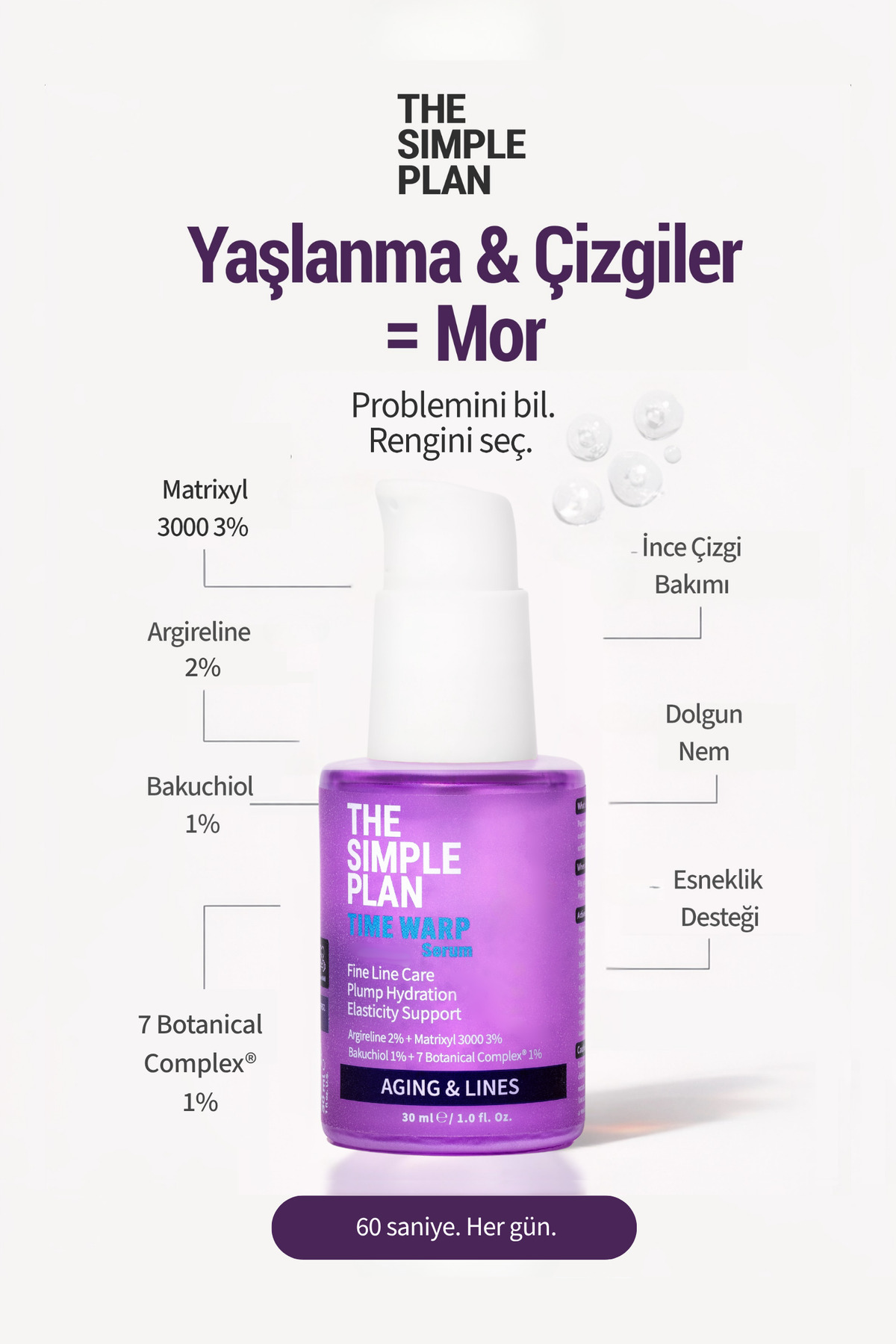 Time Warp Serum – İnce Çizgi ve Kırışıklık Görünümü İçin Peptit + Bakuchiol + Hyaluronic Acid Serum 30 ml — TSP-SRM-005 — تصویر 4 از 8