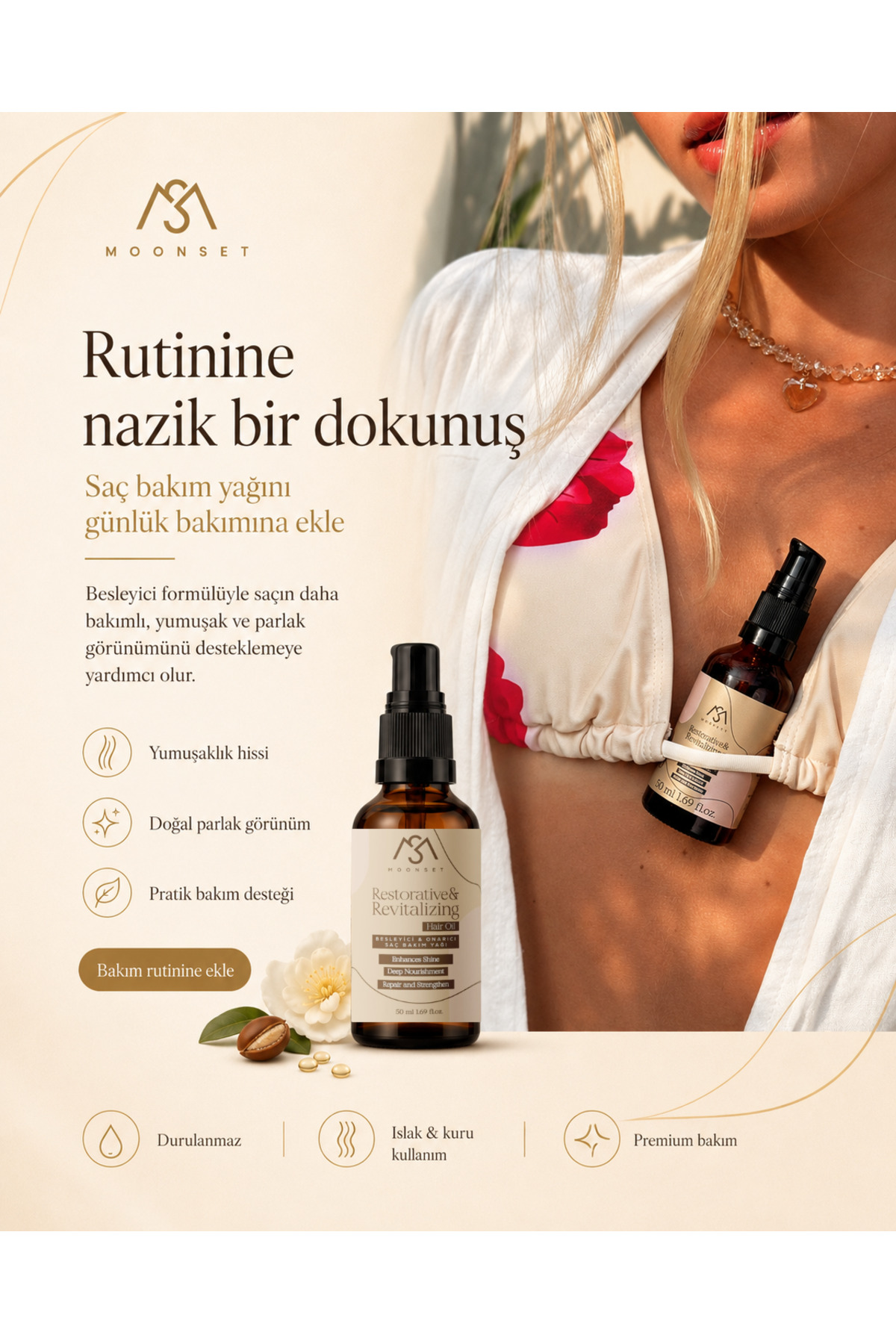 Saç Bakım Yağı – Bitkisel Yağlar Ve E Vitaminli Onarıcı Bakım Yağ Karışımı (50 ml) — TYCFO64EHN172433860742435 — تصویر 5 از 9