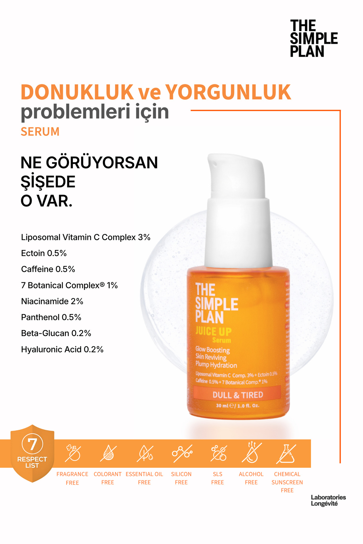 Juice Up Serum – Donuk ve Yorgun Ciltler İçin C Vitamini + Ectoin + Caffeine Işıltı Serumu 30 ml — TSP-SRM-003 — تصویر 3 از 8