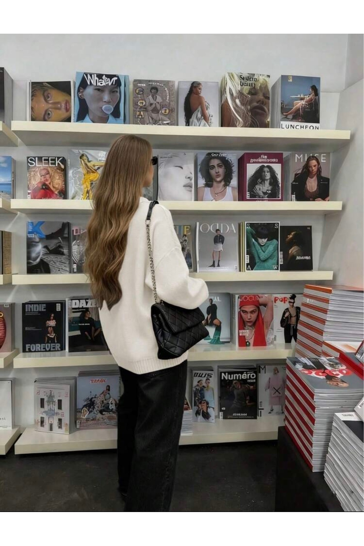 moda mh OVERSİZE KALIP YUMUŞAK DOKULU BİSİKLET YAKA BASİC TRİKO KADIN KAZAK< görsel 2