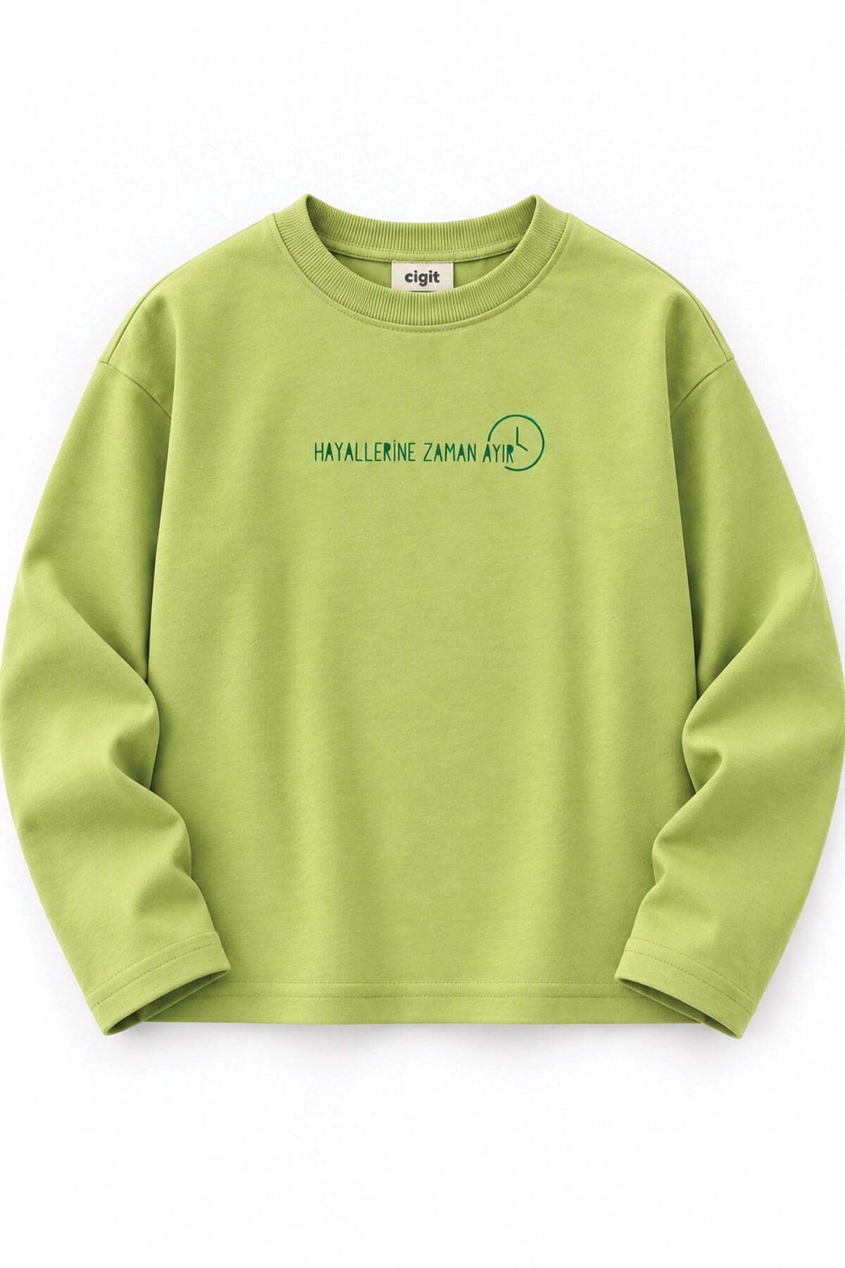 Sloganlı Uzun Kollu T-Shirt 2-10 Yaş Lime