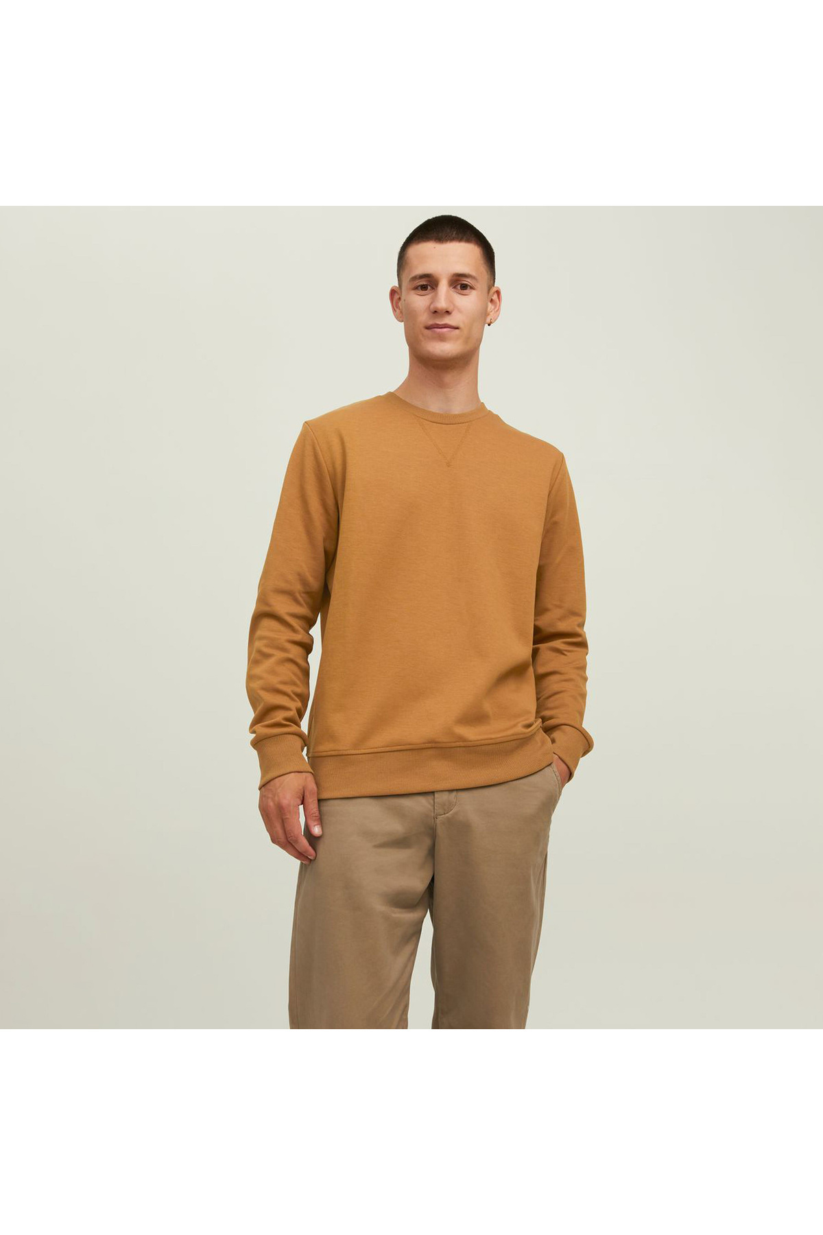 سویشرت تک رنگ یقه گرد جک اند جونز سویشرت Jack & Jones