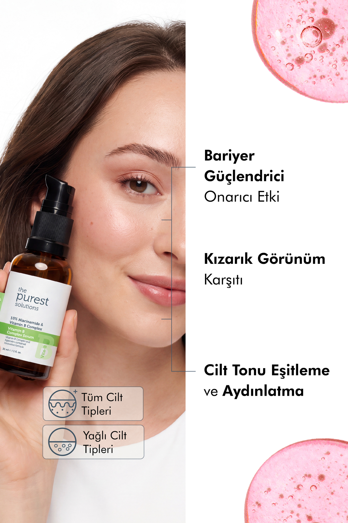 Yenileyici Ve Yatıştırıcı B Vitamini Cilt Bakım Serumu 30 ml (%10 Niacinamide + Provitamin B5) — TPS205 — تصویر 3 از 5