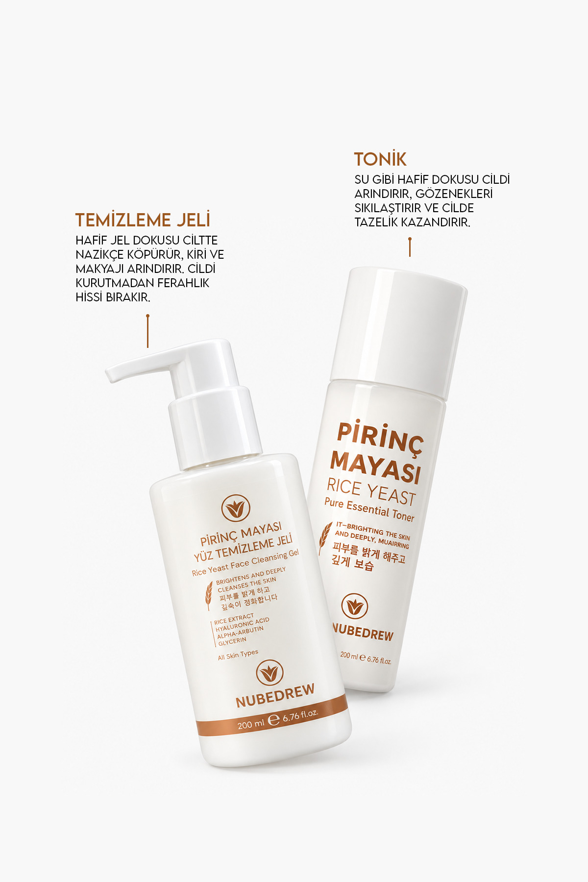 Pirinç Mayası Tonik + Yüz Temizleme Jeli 2’li Set 200 ml Leke Karşıtı Cilt Aydınlatıcı Nemlendirici — TOJE-2Lİ — تصویر 3 از 8