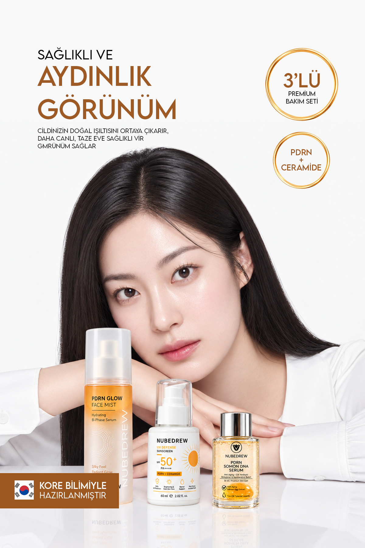 PDRN Premium Bakım Seti – PDRN Somon DNA Serum + Glow Face Mist + SPF50+ Ceramide Güneş Kremi | Nemlendirici, Aydınlatıcı ve Cilt Bakım Seti — PDRN-ST1 — تصویر 3 از 9