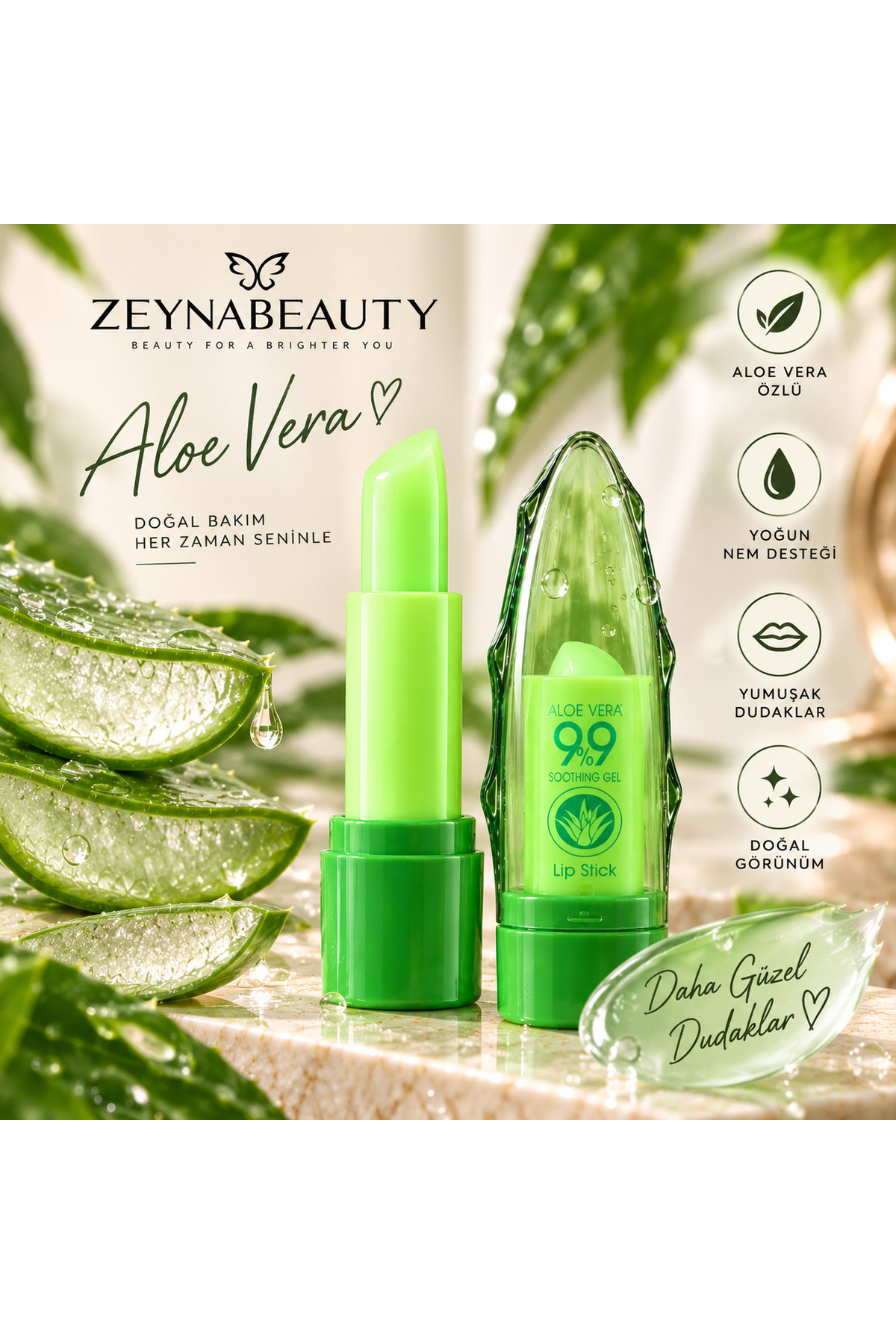 Aloevera Dudak Nemlendirici Sihirli Ruj — صورتی nemlendiricialoevera — تصویر 4 از 5