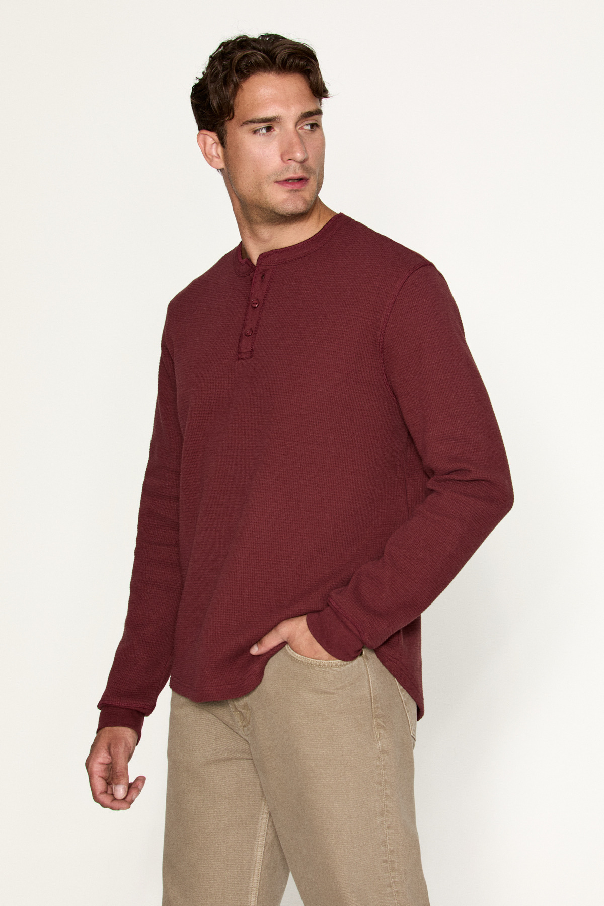 SIELLA Erkek Organik Pamuklu Patlı Uzun Kollu Bordo Sweatshirt — زرشکی SIELLA382026 — تصویر 3 از 5