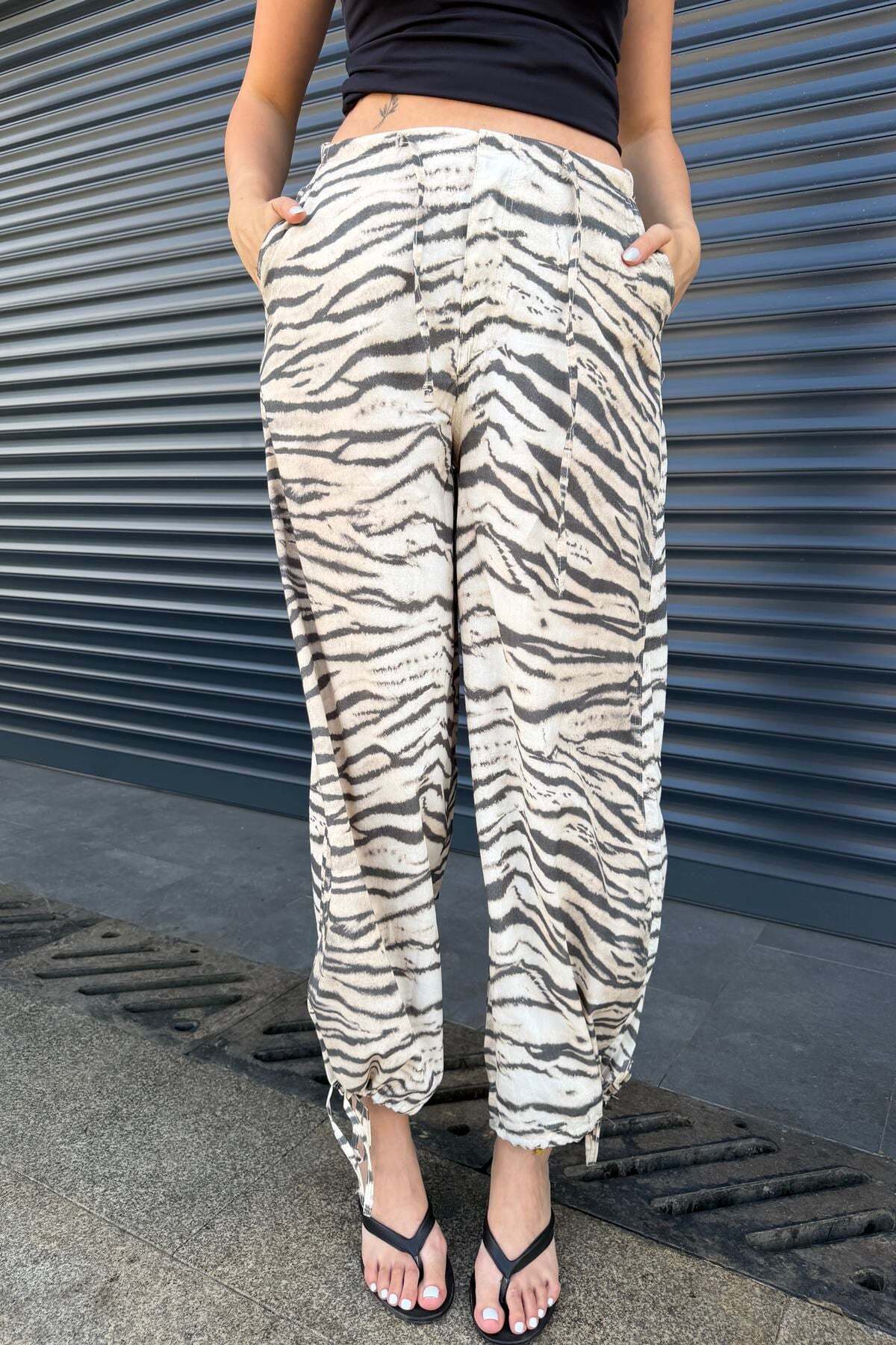 lizge giyim Zebra Desen Pantolon görsel 5