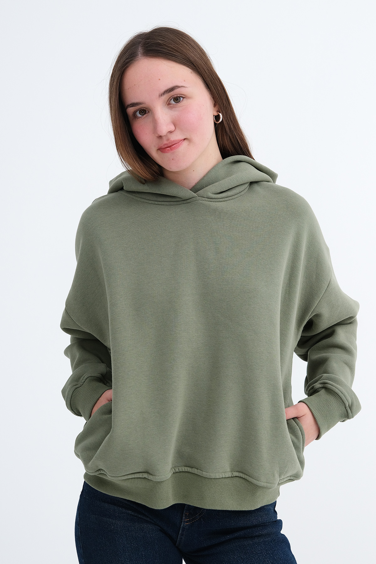 Addax Kapüşonlu Şardonlu Sweatshirt S1862 görsel 4