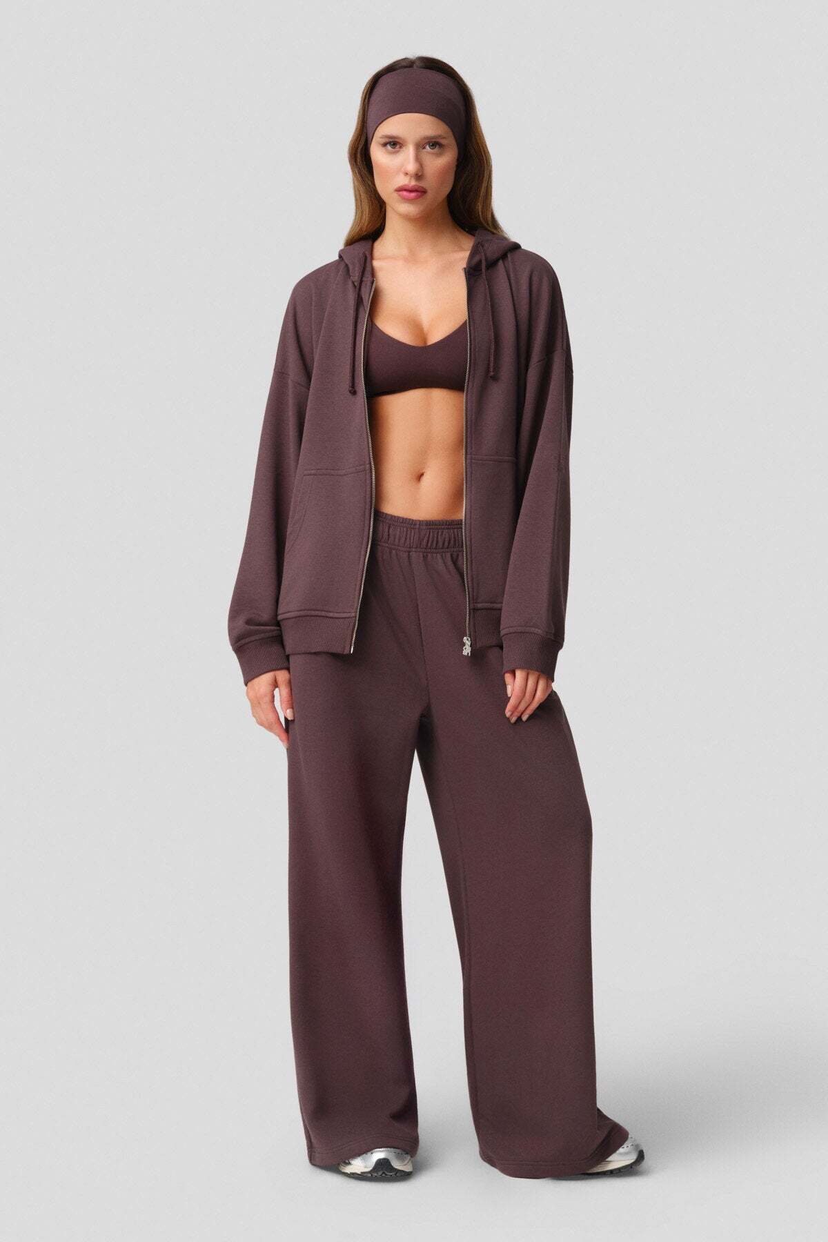 dossha LOUNGEWEAR ESPRESSO WIDE LEG EŞOFMAN Kahve Makinesi