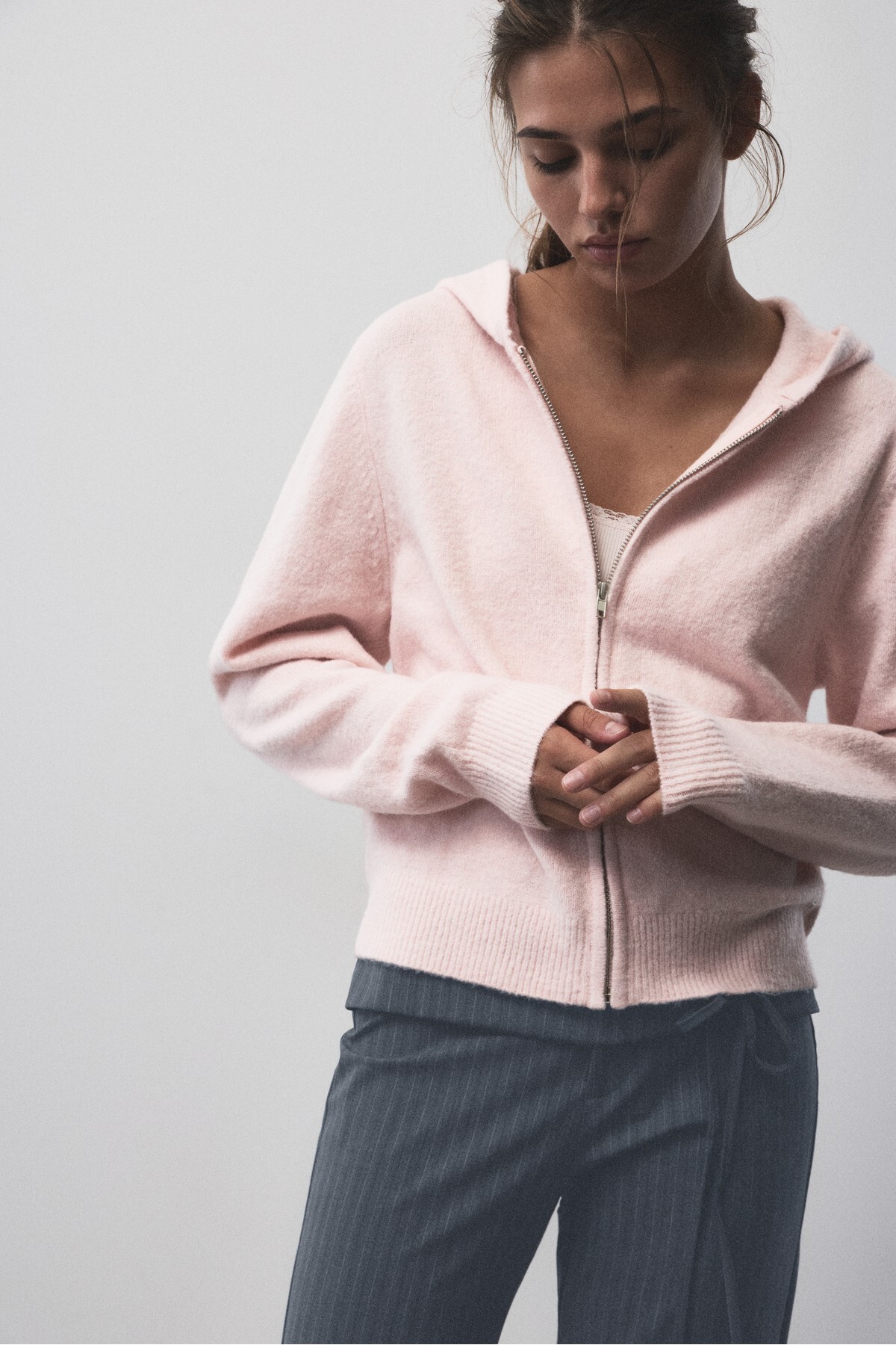 Pull & Bear Kapüşonlu fermuarlı hırka