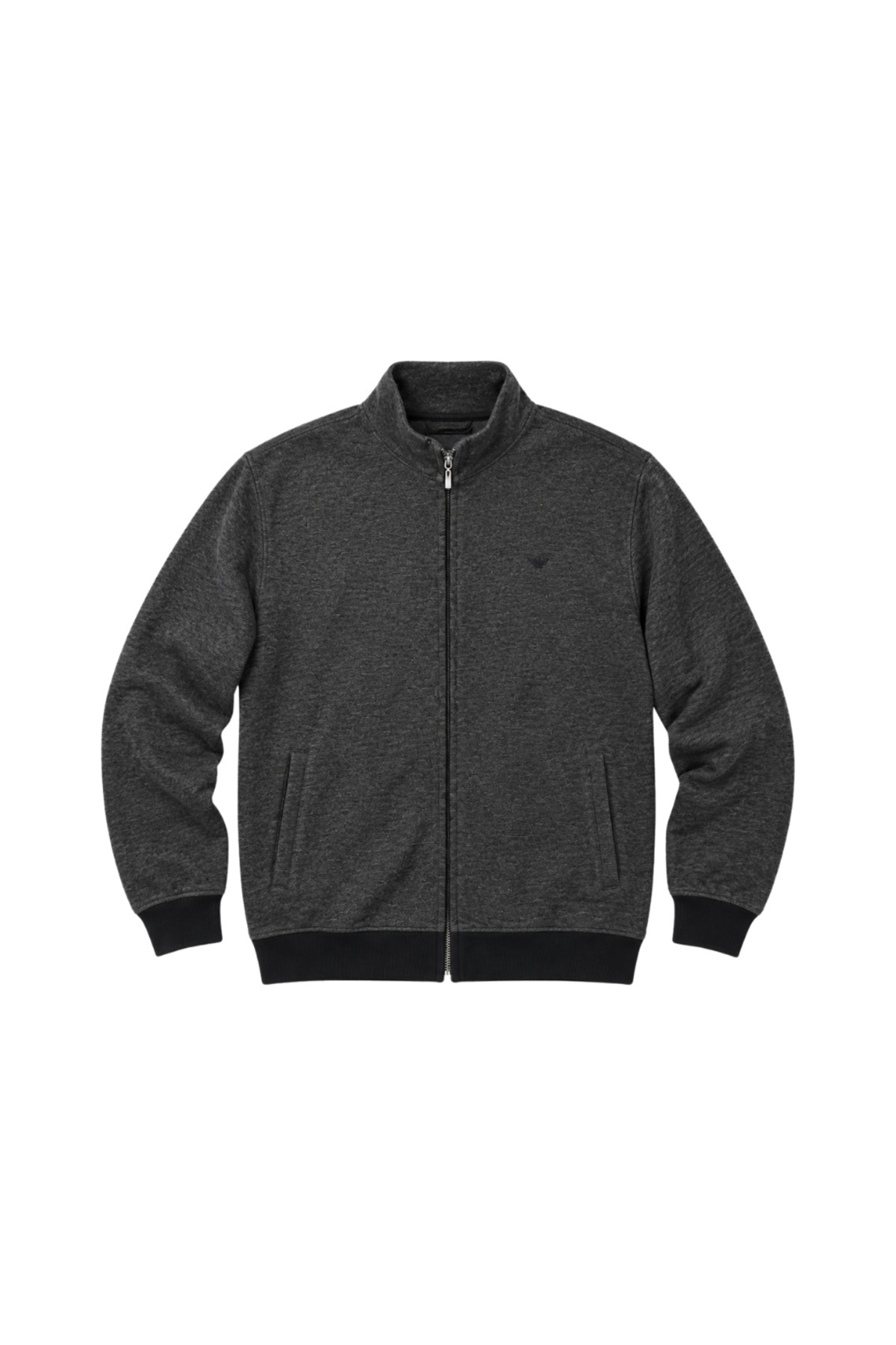 BattalModa Erkek Büyük Beden Melanj Antrasit Selanik Dik Yaka Cepli Hırka 3XL-4XL-5XL-6XL-7XL-8XL görsel 4