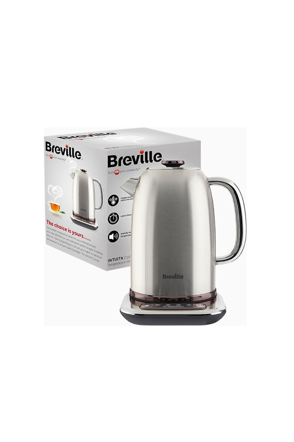 Breville Parlak Elektrikli Su Isıtıcısı,1,7 Litre,3kW Hızlı Kaynatma, Paslanmaz Çelik Kettle