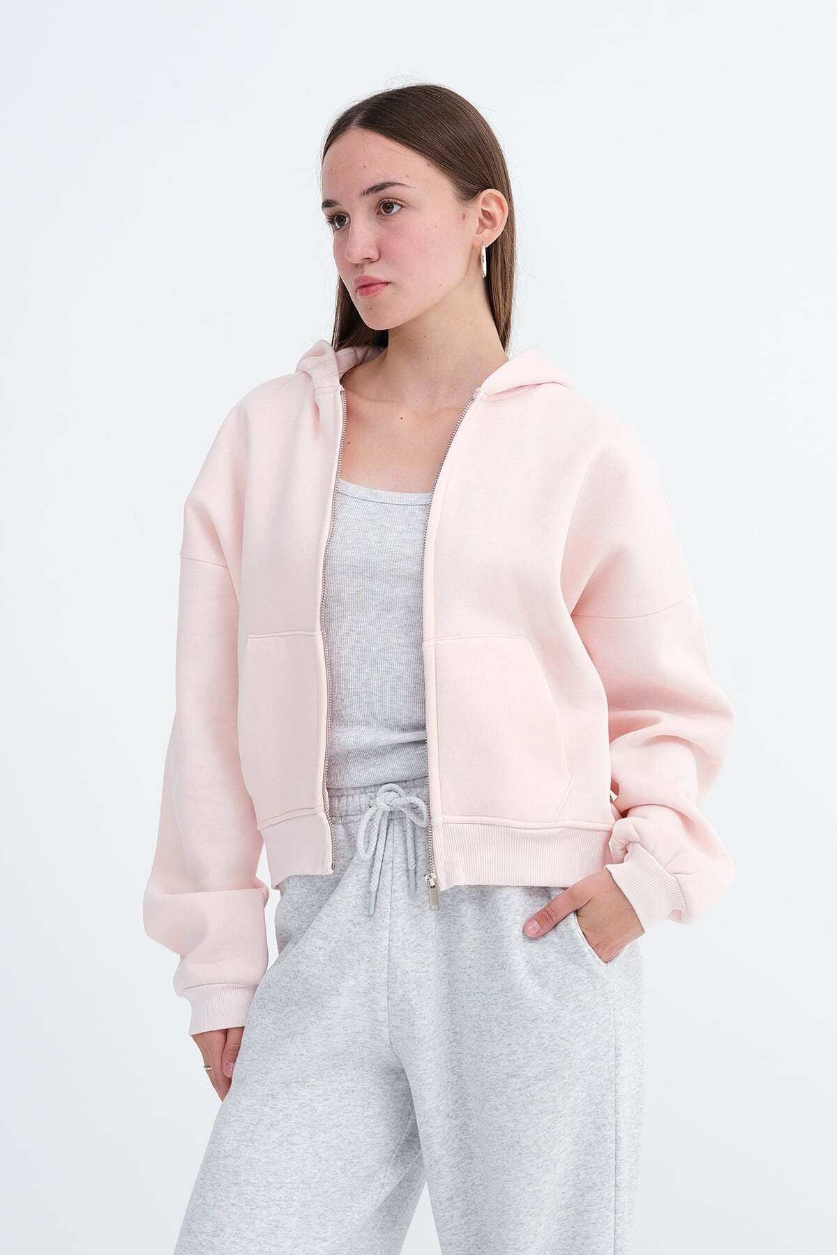 Addax Kapüşonlu Şardonlu Sweatshirt H13246 görsel 2