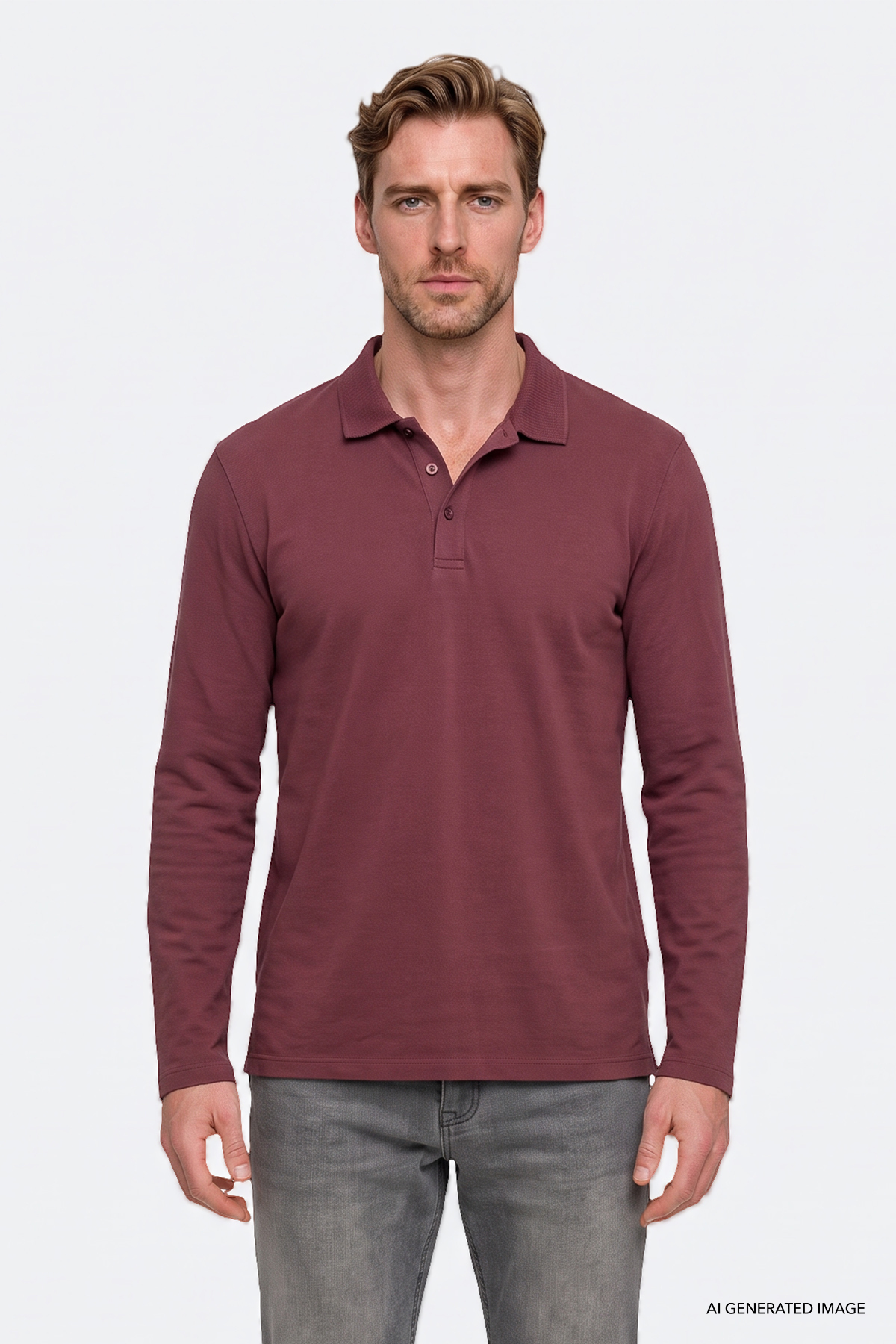AC&Co / Altınyıldız Classics Erkek Bordo %100 Pamuk Standart Fit Normal Kesim Polo Yaka Sweatshirt