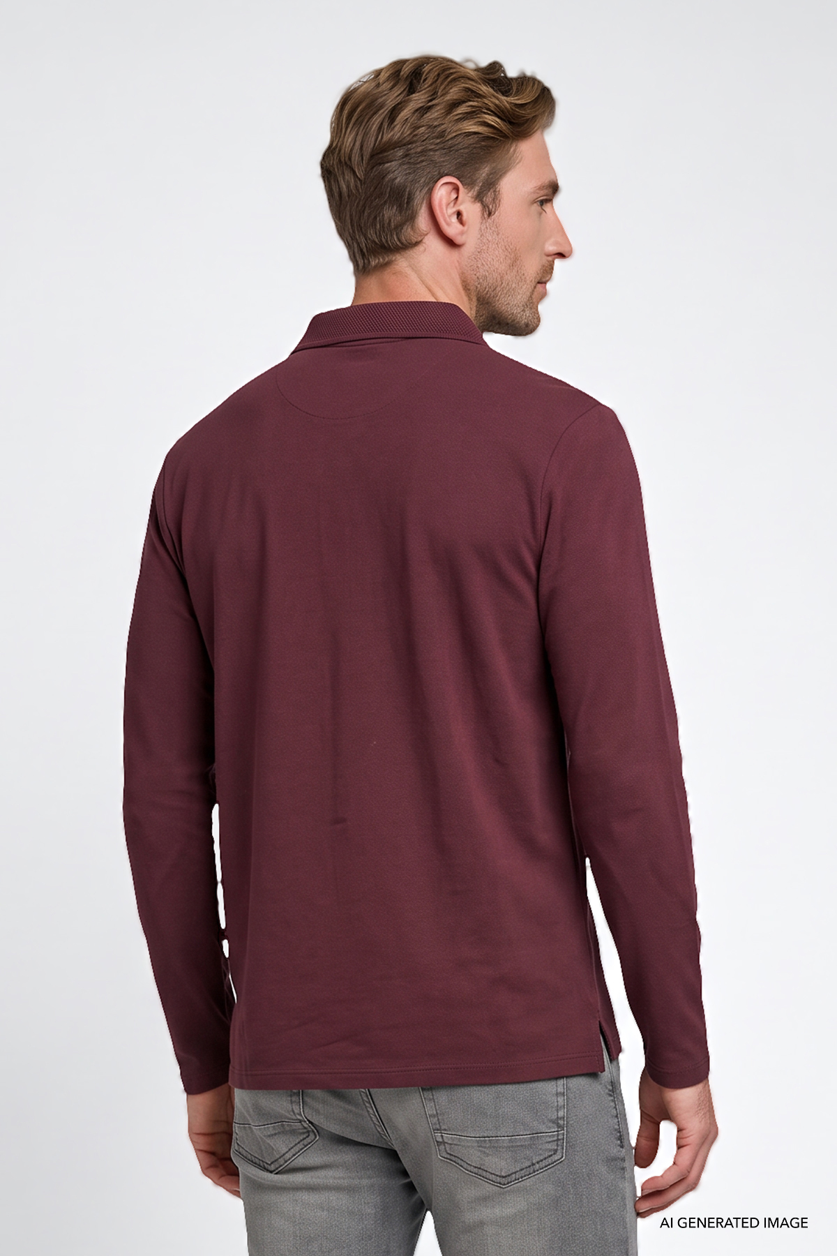 AC&Co / Altınyıldız Classics Erkek Bordo %100 Pamuk Standart Fit Normal Kesim Polo Yaka Sweatshirt görsel 5
