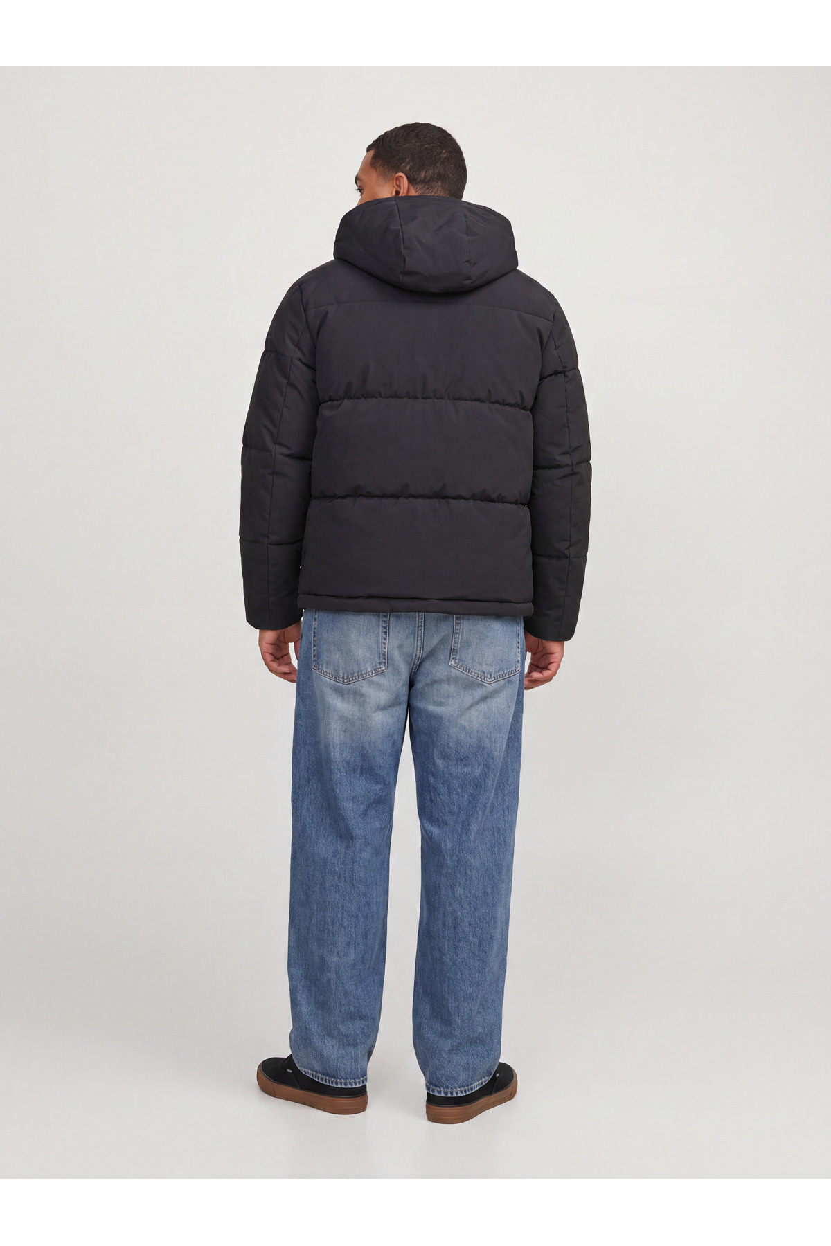 Jack & Jones Jack Jones Jjgalaxy Puffer Jacket Pls Erkek Siyah Büyük Beden Mont görsel 2