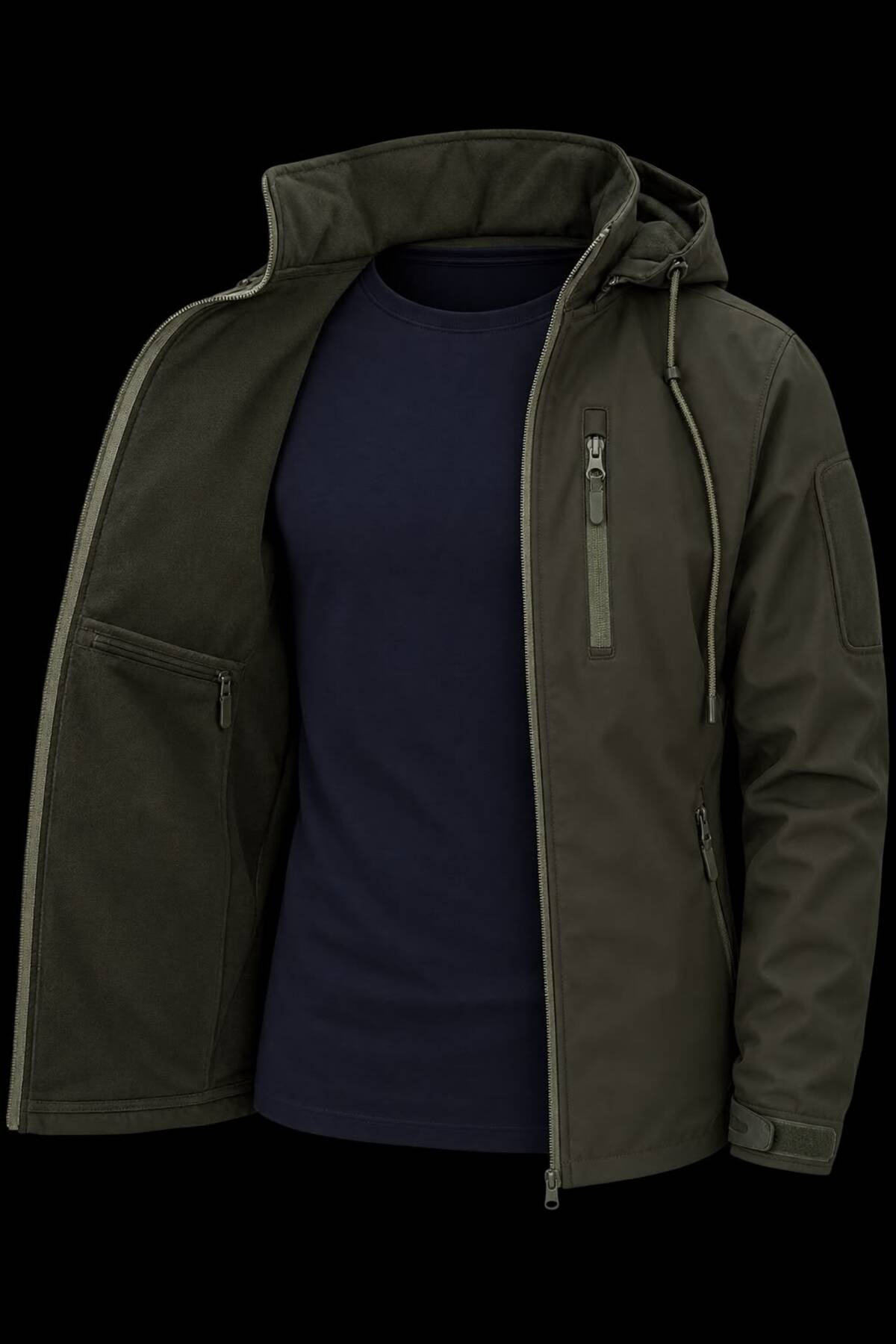 Haki Yeşil Su-Rüzgar Geçirmez Tactikal Softshell 5 cepli Mont — خاکی Tactical mont — تصویر 3 از 3