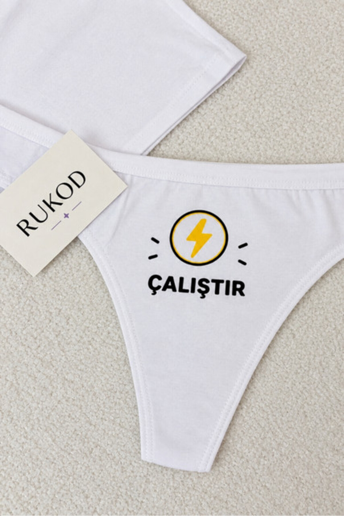 RUKOD Kadın Erkek Sevgili Tak Çalıştır Tanga ve Boxer Çift Çamaşır İç Giyim Kombini 2'li Takım (Kadın Standart, Erkek Seçiniz) görsel 5