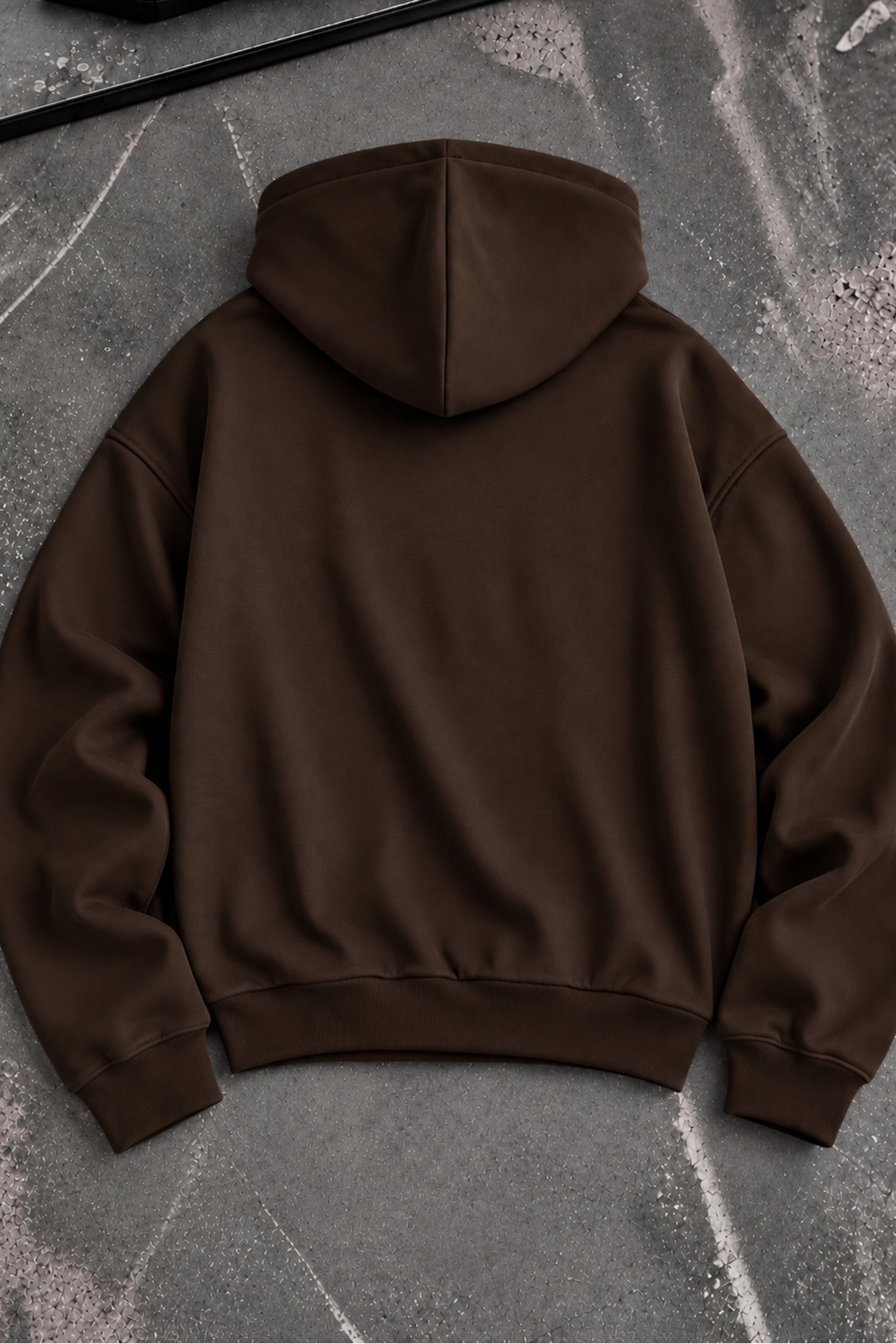 Sun Victoria Kahverengi Modal Oys Kumaş Demir Fermuarlı Kapüşonlu Cepli Oversize Sweatshirt görsel 5