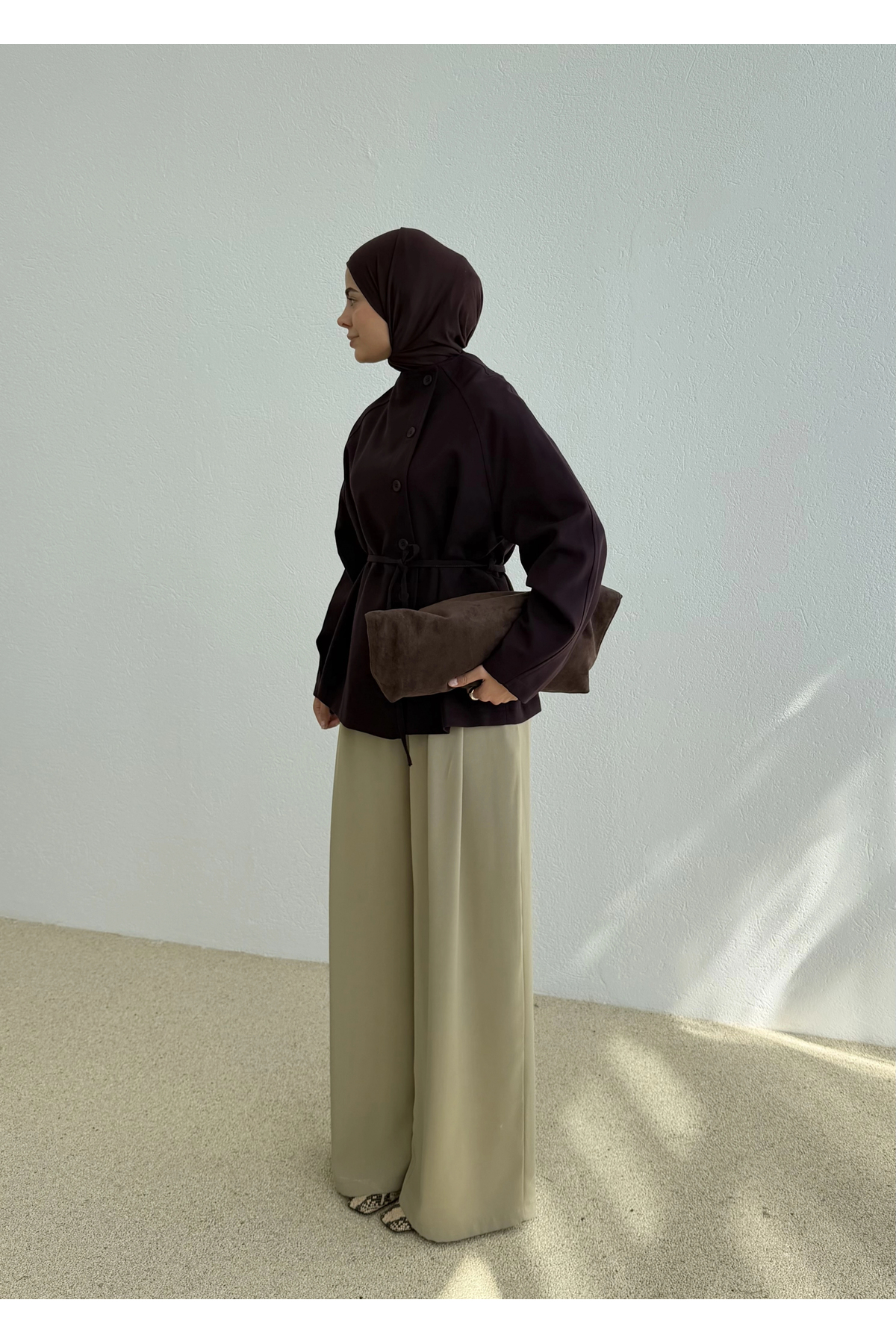 MODA AKSA 7788 BAĞCIKLI DİK YK CEKET MÜRDÜM görsel 6