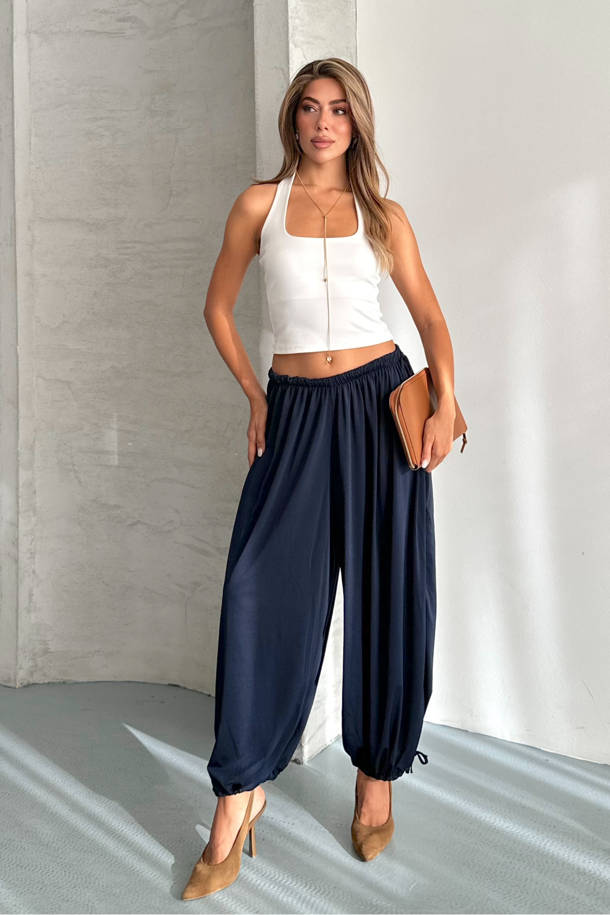 macharel jeans Rustik Arka Bağcıklı Şalvar Pantolon görsel 5