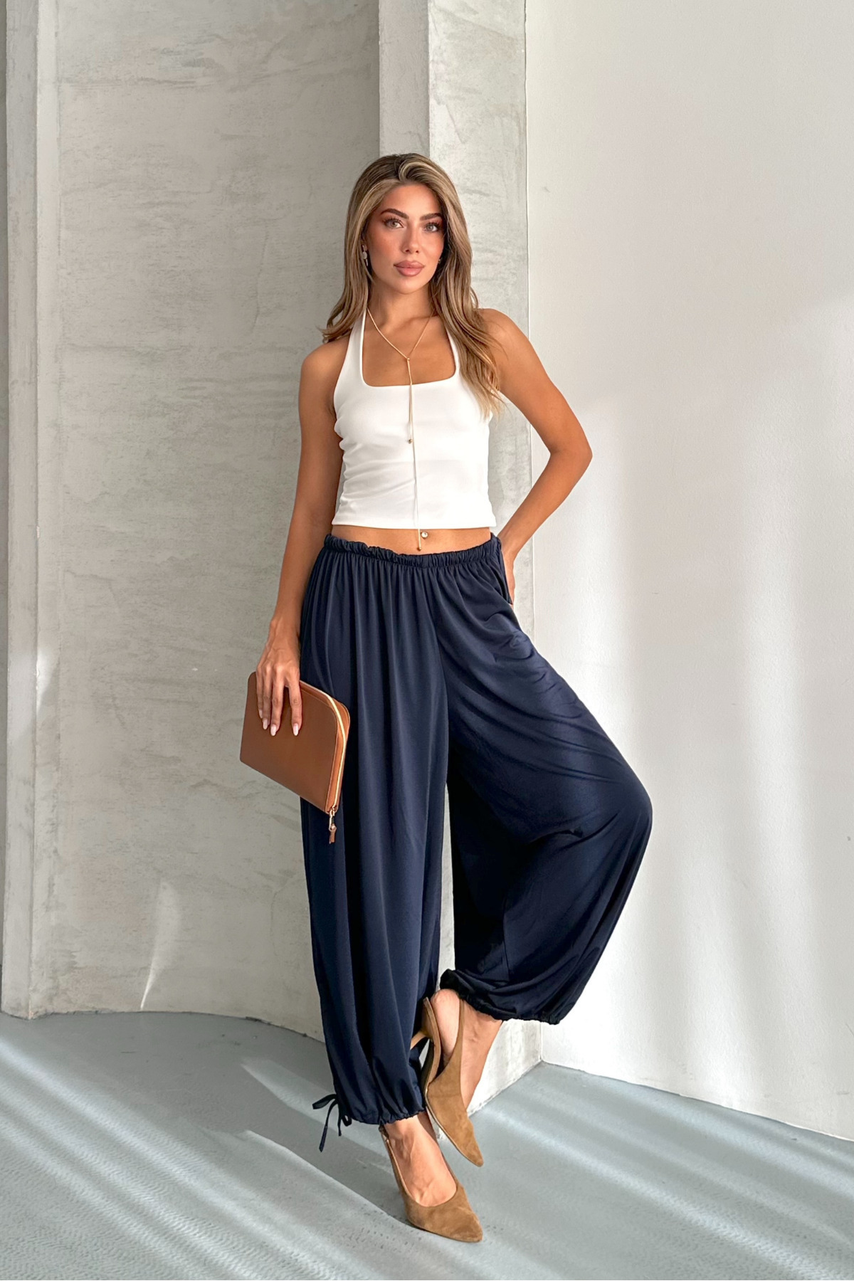 macharel jeans Rustik Arka Bağcıklı Şalvar Pantolon görsel 3
