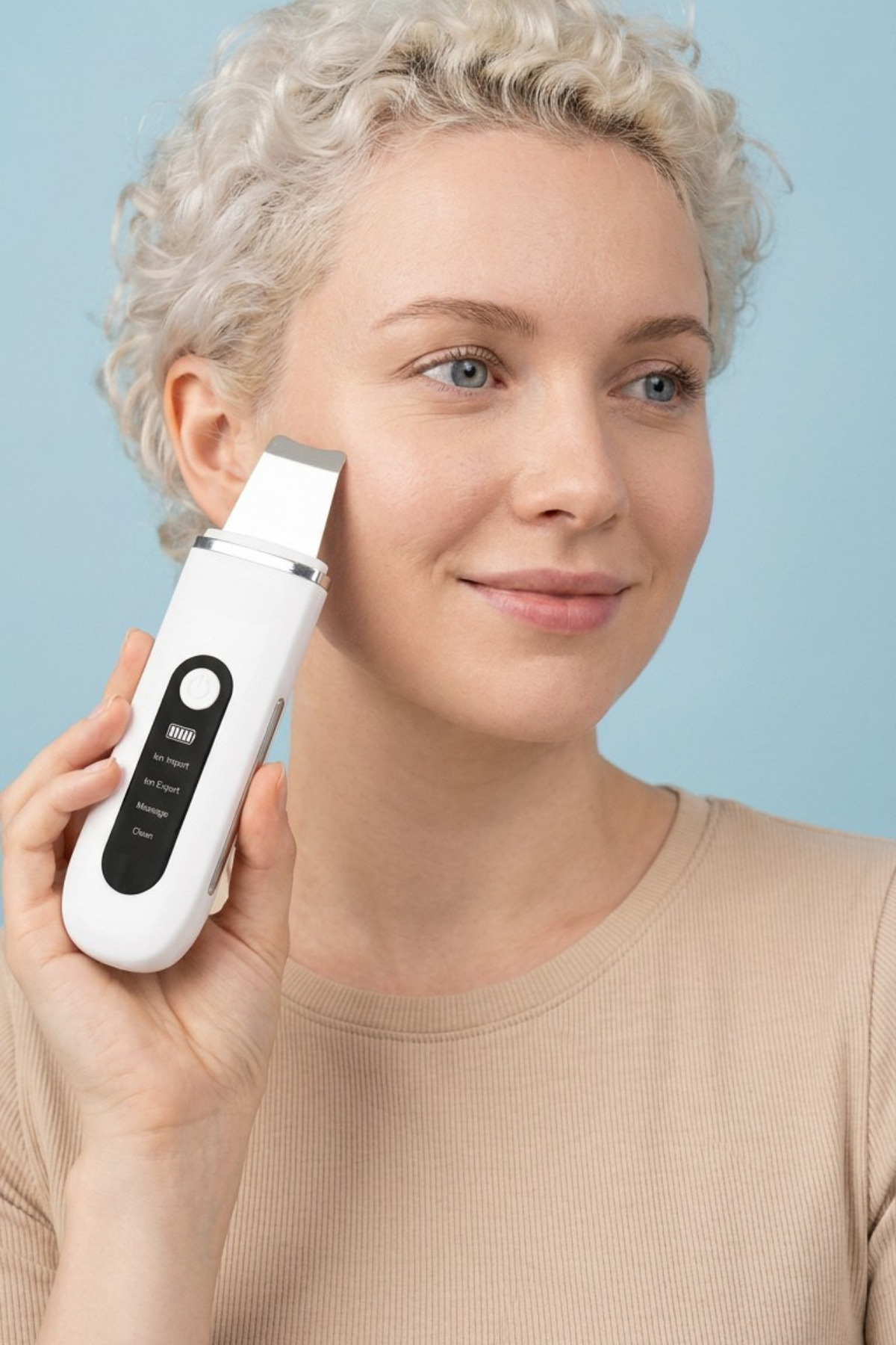 Ultrasonik Cilt Temizleme Cihazı Şarjlı Siyah Nokta ve Peeling Spatulası 4 Modlu Yüz Bakım Aleti — سفید MDAHB-13 — تصویر 8 از 8