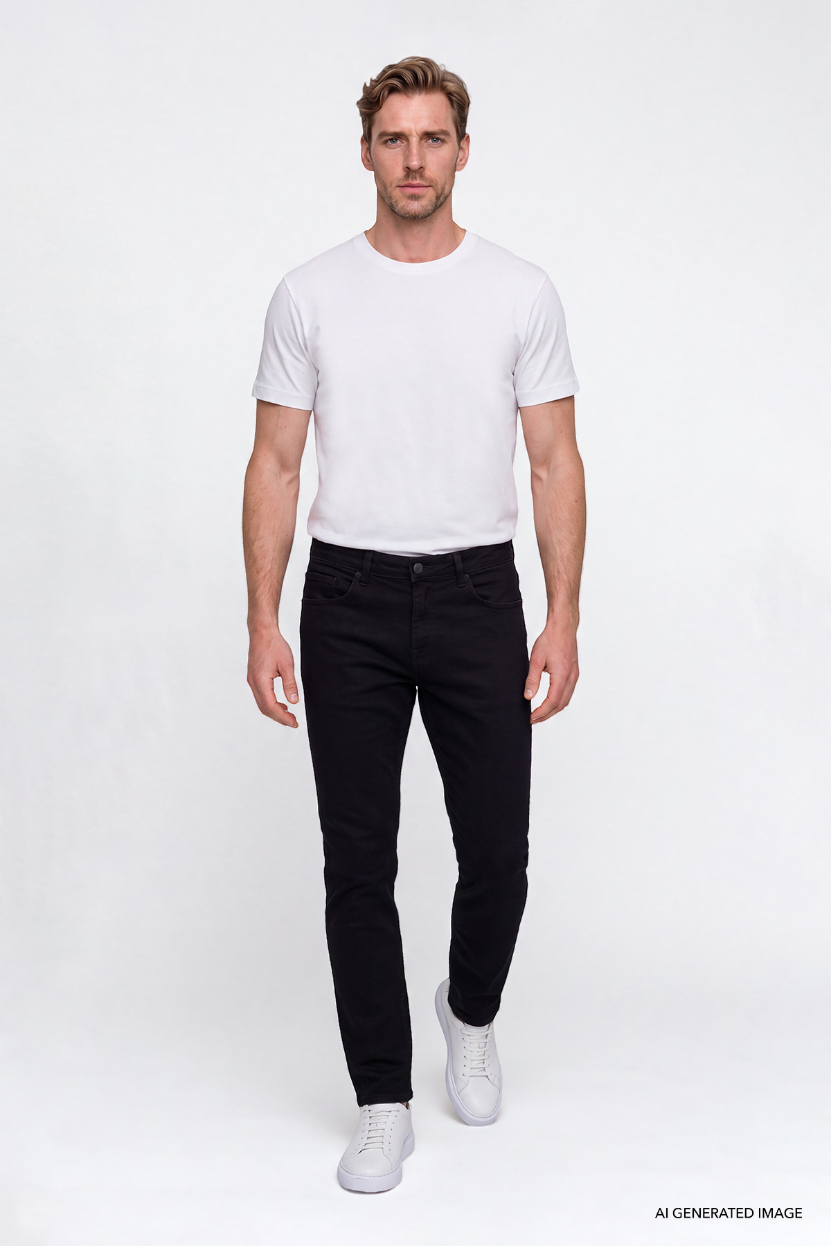 AC&Co / Altınyıldız Classics Erkek Siyah Pamuklu Comfort Fit Rahat Kesim 5 Cepli Esnek Rahat Jean Kot Denim Pantolon görsel 3