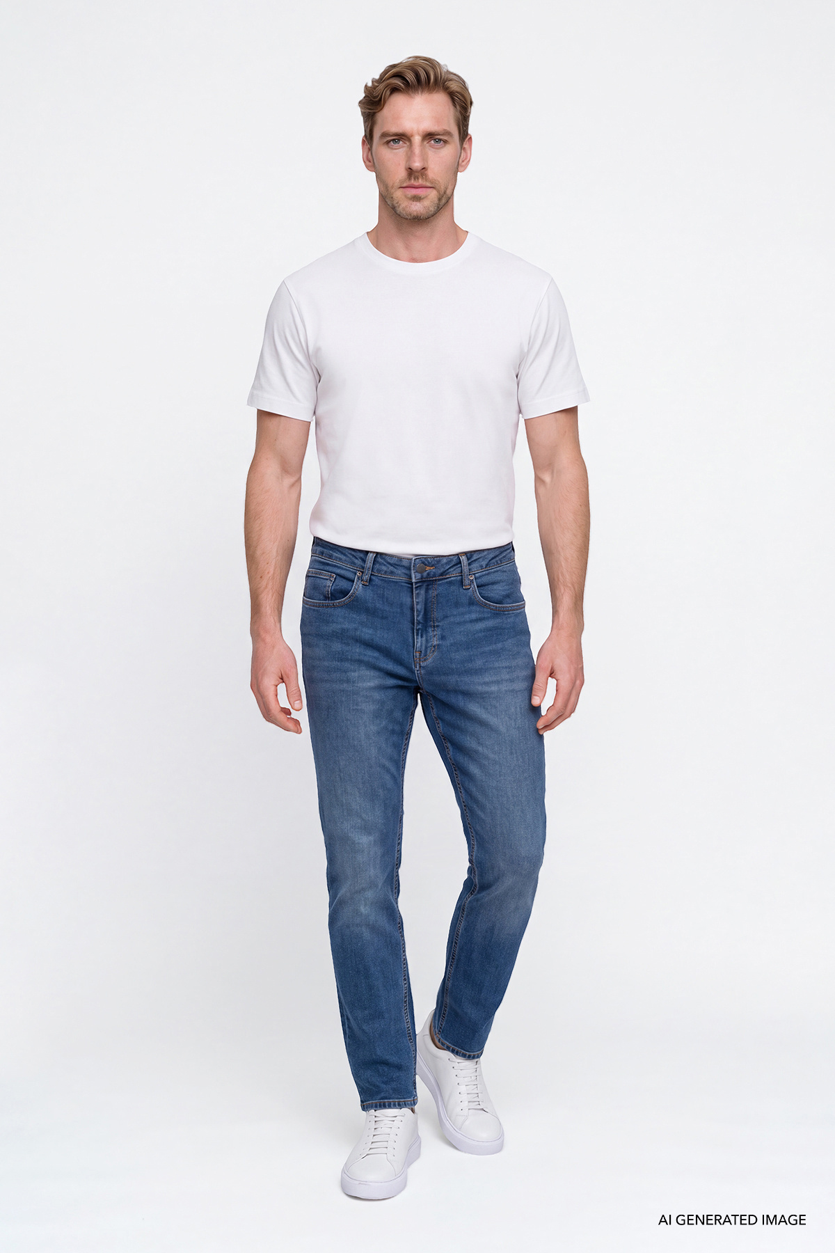 AC&Co / Altınyıldız Classics Erkek Lacivert Pamuklu Comfort Fit Rahat Kesim 5 Cepli Esnek Rahat Jean Kot Denim Pantolon