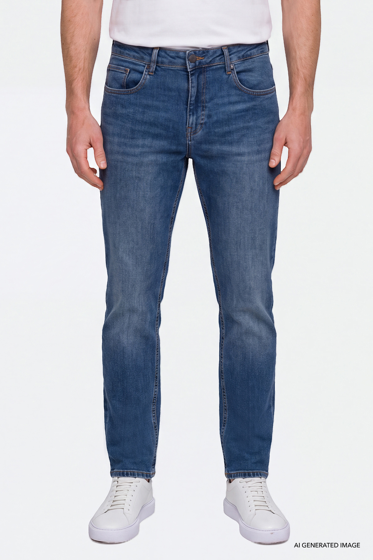 AC&Co / Altınyıldız Classics Erkek Lacivert Pamuklu Comfort Fit Rahat Kesim 5 Cepli Esnek Rahat Jean Kot Denim Pantolon görsel 2