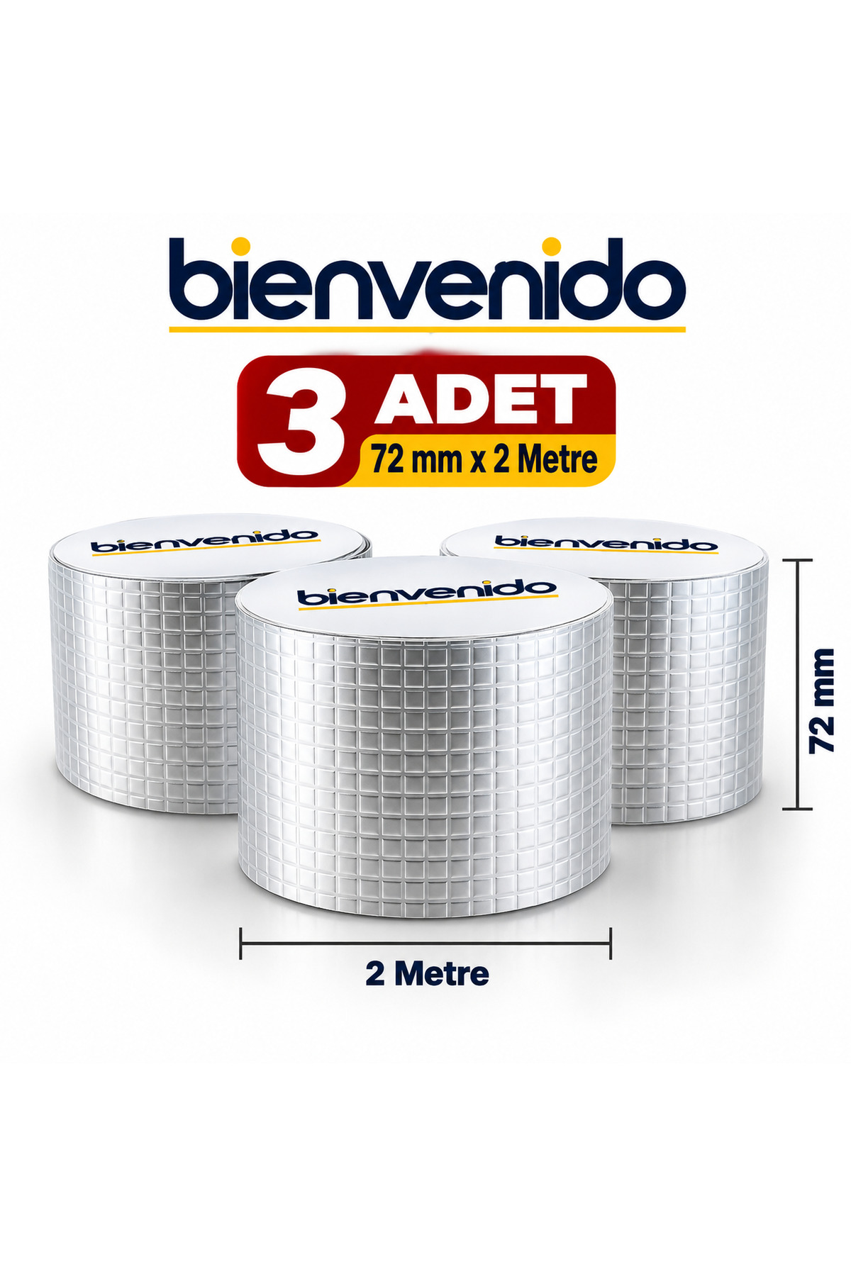 Çatı Izolasyon 96 mm x 2 Mt Su Sızdırmazlık Geçirmezlik Yalıtım Çamur Tamir Boru Bant Bandı 3 Adet BIE-GUN-96X23, one size