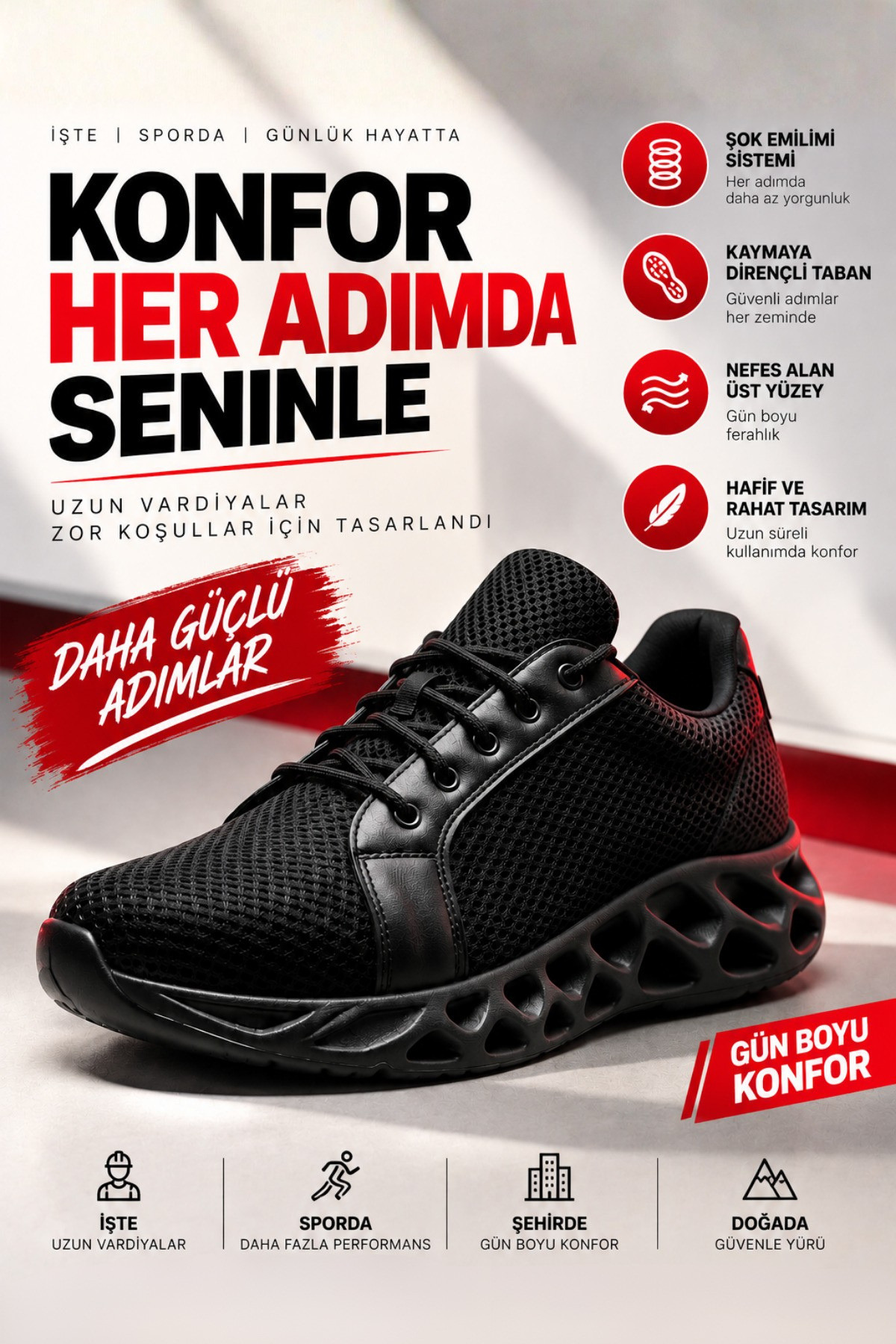 EUROSANTEX Uzun Süre Ayakta Kalınan İşler İçin Konfor Ayakkabısı - Berber Kuaför Özel Güvenlik vb. görsel 3