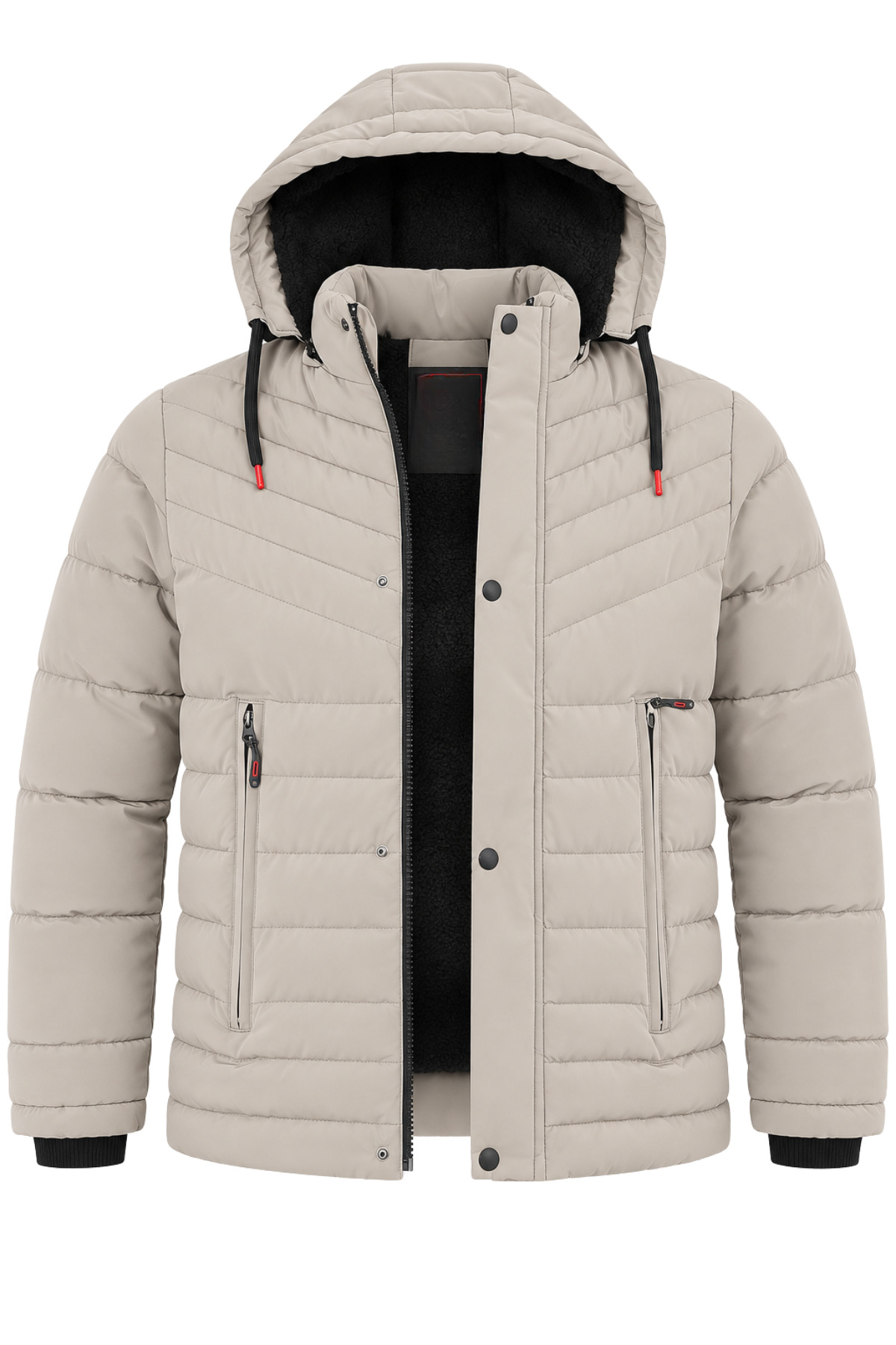 Erkek Krem Erkek Outdoor Su Geçirmez Kapüşonlu Kışlık Kaban – Rüzgar ve Yağmura Dayanıklı Mont & Kaban